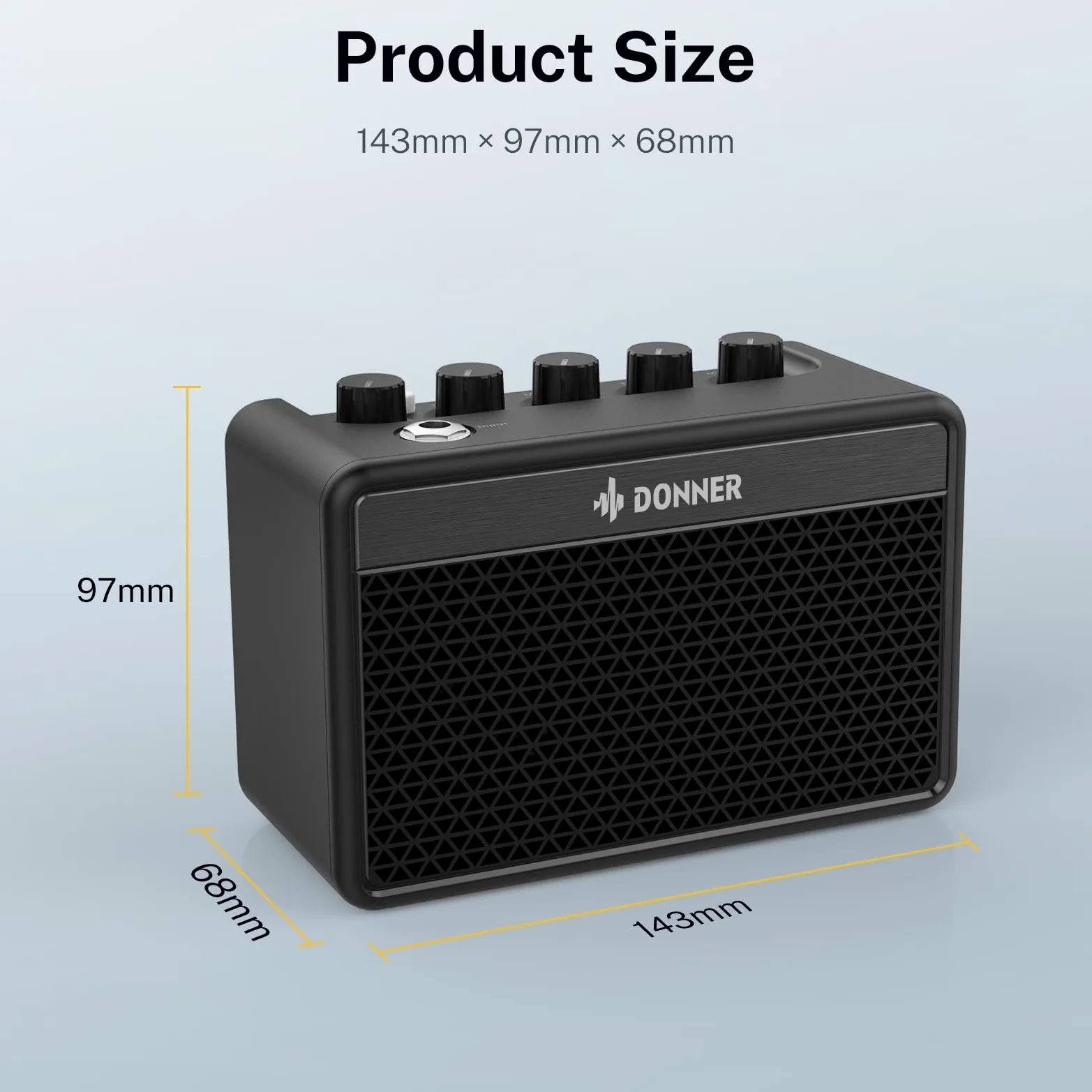 Donner 5W Electric Guitar Amplifier, Mini Gitarre Verstärker Wiederaufladbar, tragbarer Guitar Amp mit britischem Retro-Klang, Sauberer Ton, Warmer Overdrive, Unruhige Distortion(DA-10)