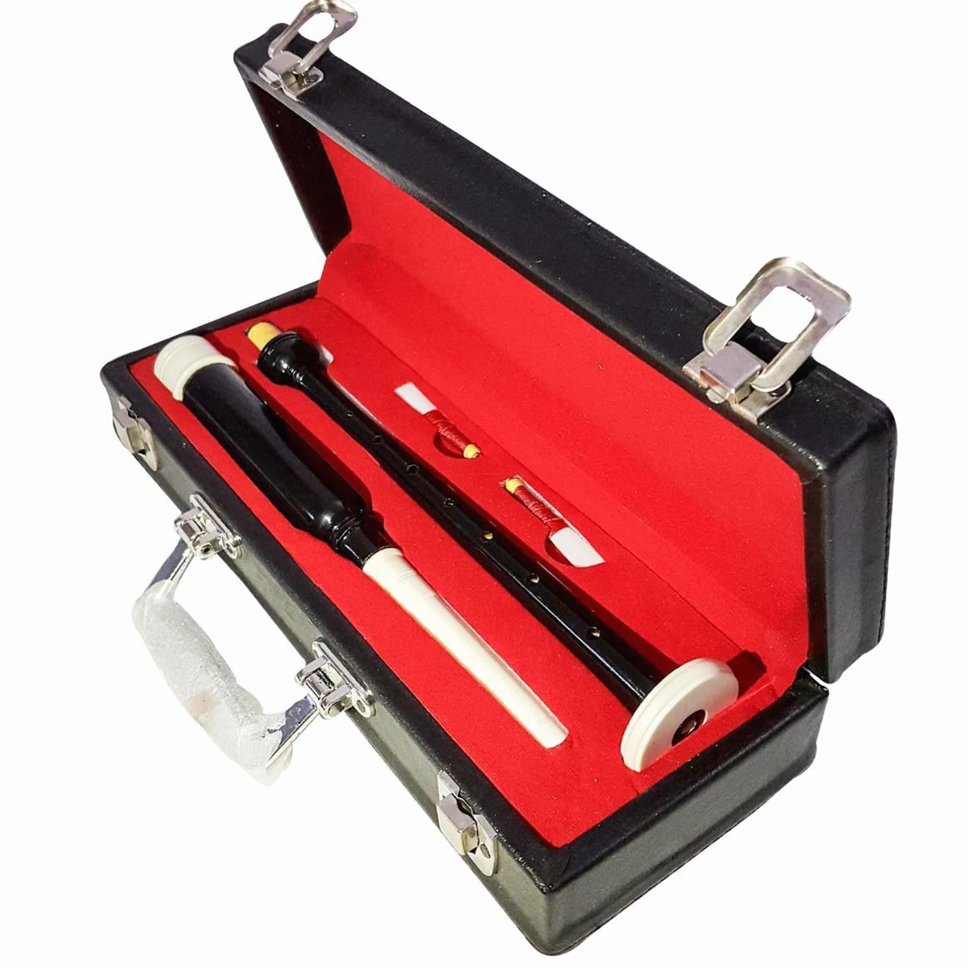 Schottischer Dudelsack-Praxis-Chanter schwarz – Palisander mit imitierter Elfenbeinsohle, inklusive 2 Rohrblättern, gratis Etui