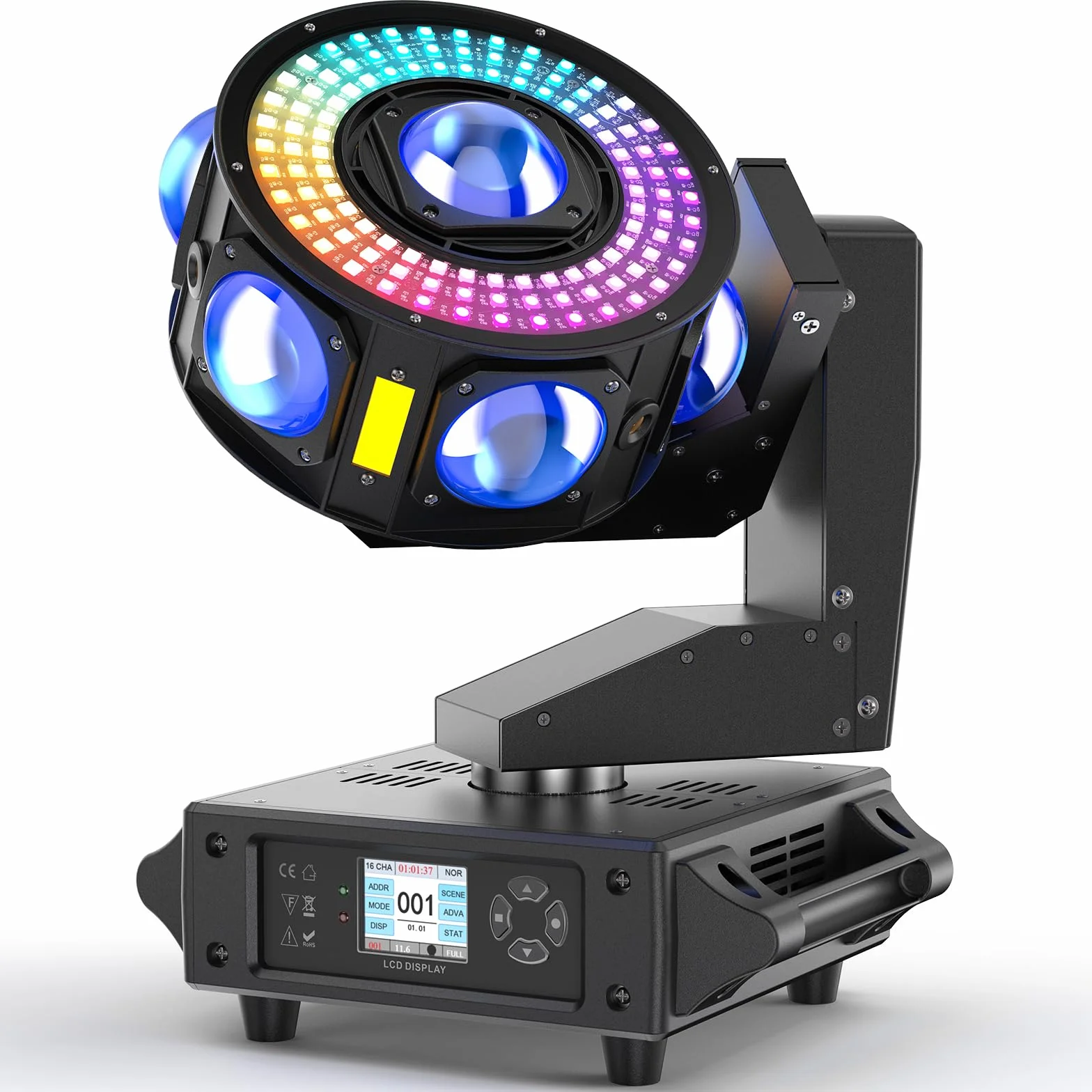 200W Moving Head LED RGBW Beam Discolicht Partylict 19CH/25CH Bühnenlicht für Partykeller Hochzeit Club Bar Scheinwerfer