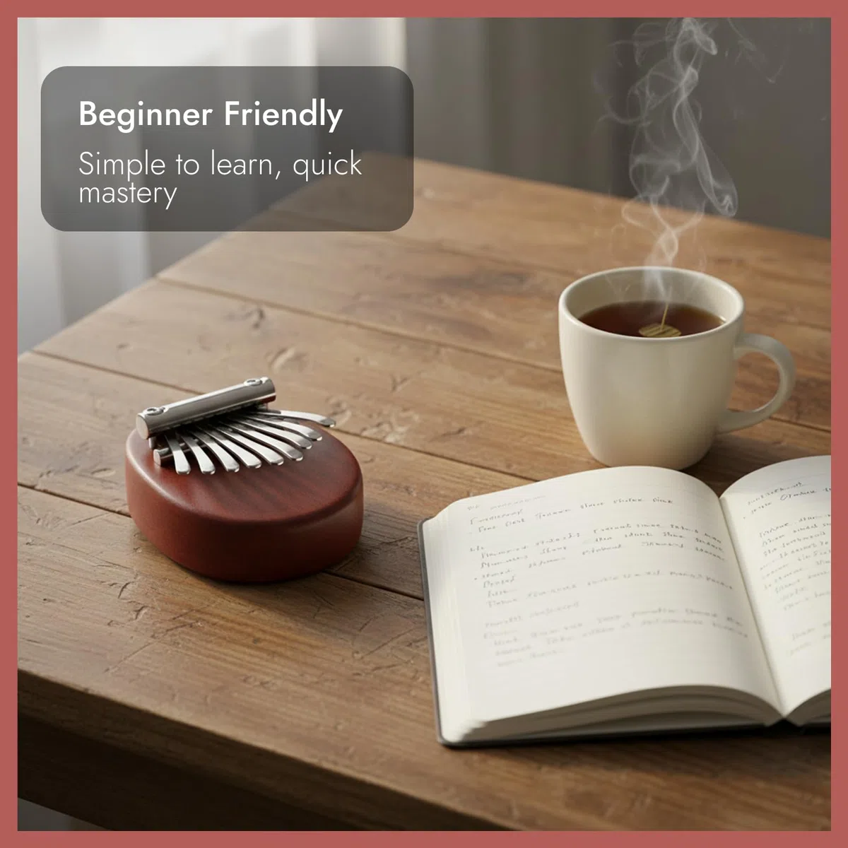 Mini Kalimba mit 8 Tasten, Exquisites Daumenklavier aus massivem Holz, handgefertigtes Kalimba Instrument für Musikliebhaber, kleines Handpan-Musikinstrument