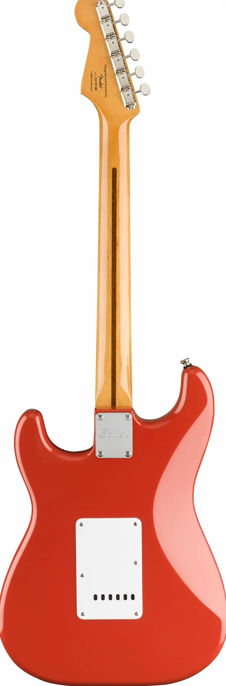 Squier by Fender Classic Vibe '50s Stratocaster, Fiesta Red – E-Gitarre, Vintage-Style, Ahorn-Griffbrett, Erle-Korpus, C-Halsprofil, Single-Coil Pickups, Retro-Sound, Tremolo, 21 Bünde