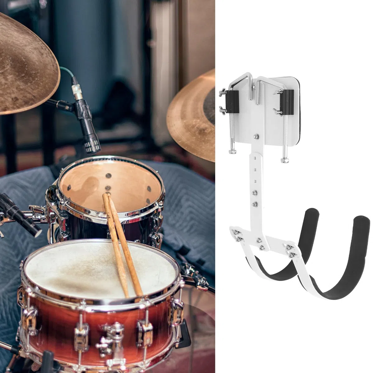 Verstellbarer Snare Drum Carrier Aus Aluminiumlegierung Mit Schultergurt Weiß FüR Marschtrommel ZubehöR Perfekt FüR Marschkapellen Und Spielmannszug