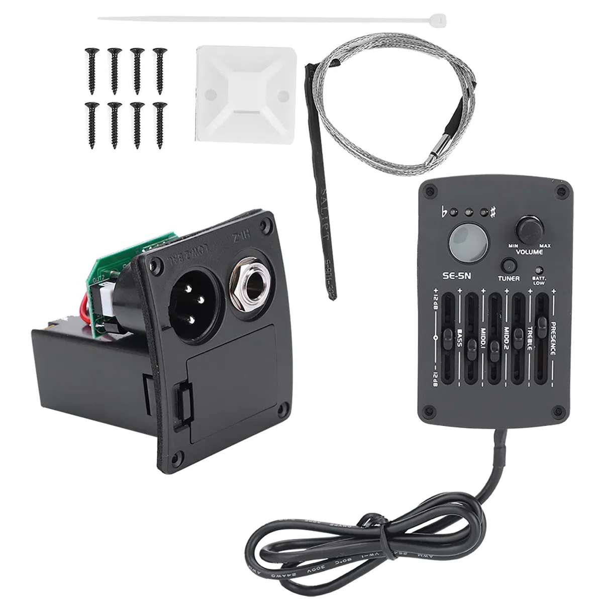 5 Band EQ Pre-Amp Equalizer Tonabnehmer Akustikgitarre Vorverstärker Tuner für Akustikgitarren Komplettset, aufsammeln