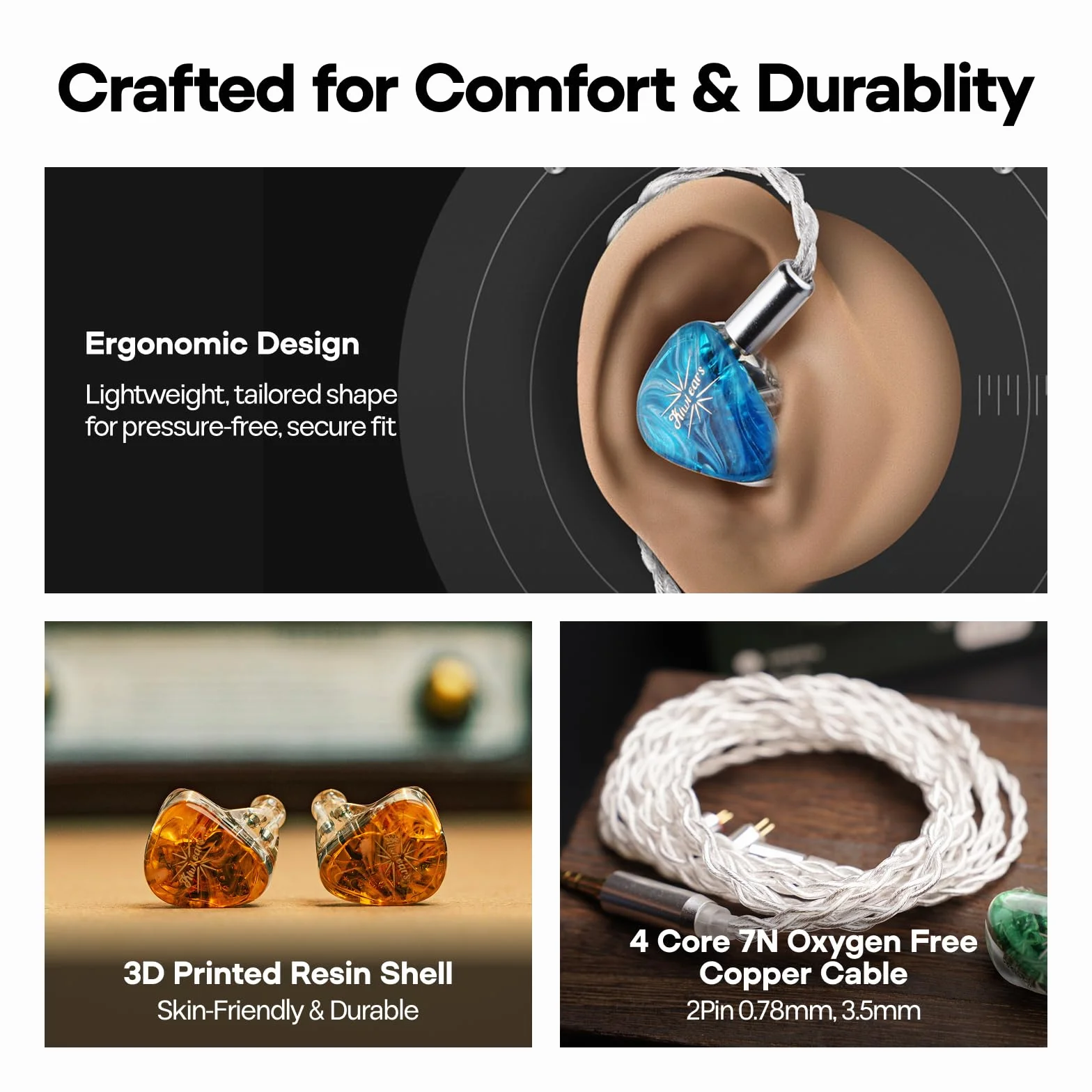 LINSOUL Kiwi Ears Orchestra Lite Performance Custom 8BA In-Ear Monitor IEM mit Abnehmbarem 4-adrigem 7N Sauerstofffreiem Kupfer OFC Kabel, Handgefertigter Faceplate(Grün)