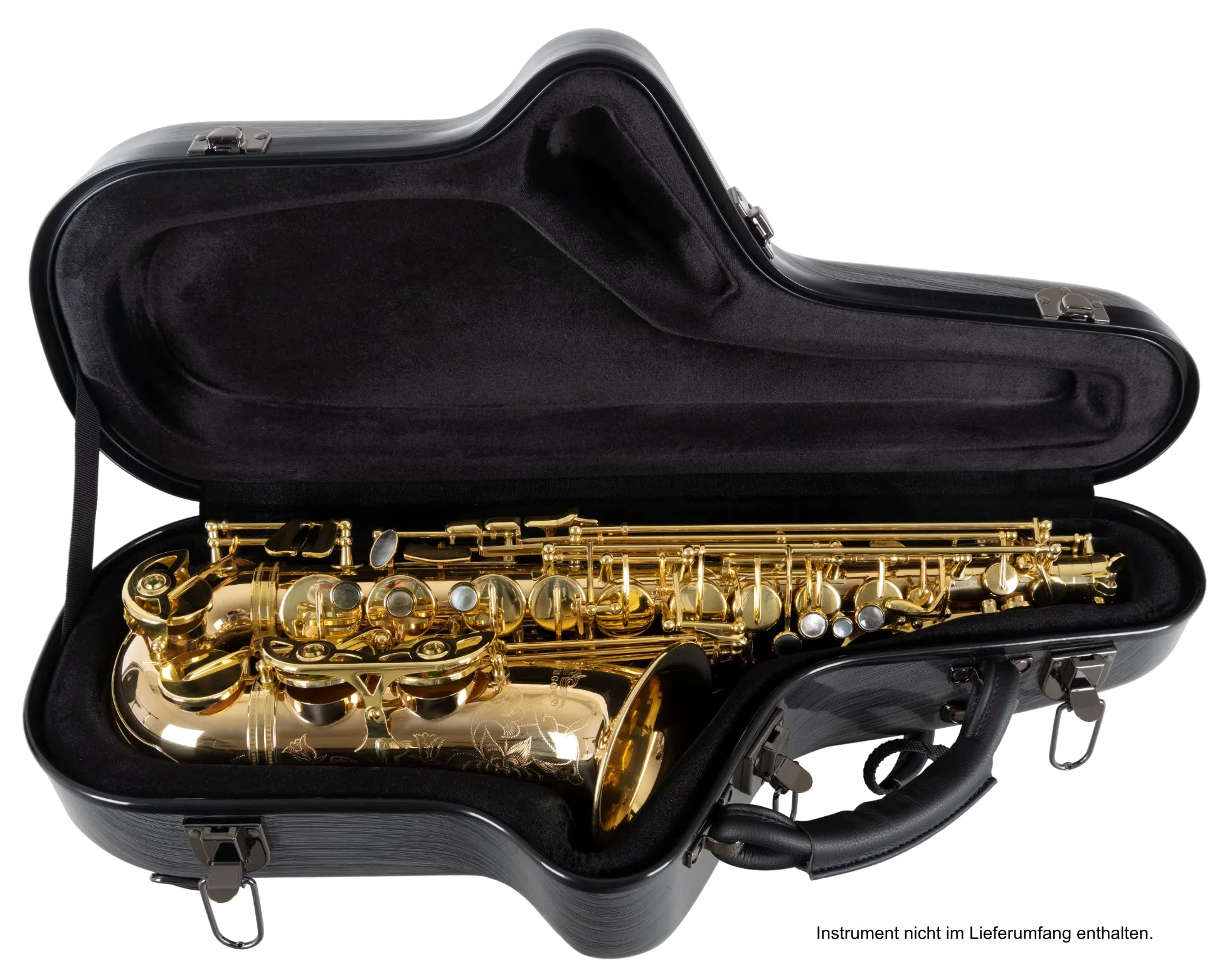 Deluxe Koffer für Alt-Saxophon- Stabiles Formetui für alle gängigen Eb-Altsaxophone - Thermopolsterung für Instrument, S-Bogen, Mundstück und Zubehör - Rucksackgarnitur - Coole Carbon-Optik