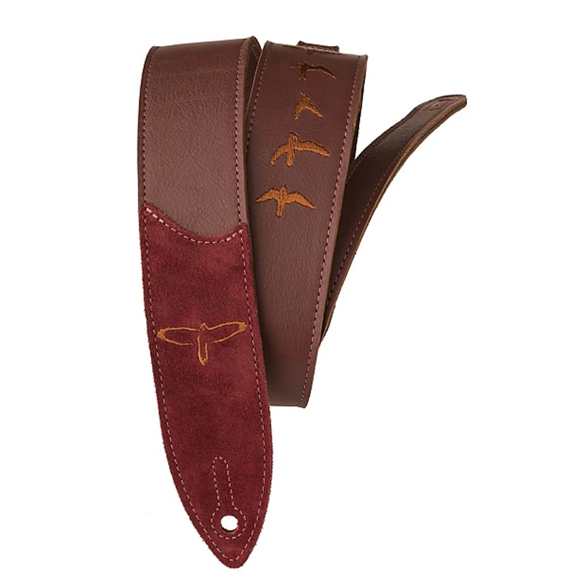 PRS Unisex Modern Premium-Lederband, bestickt, 5,1 cm, Burgunderrot (1er Pack)