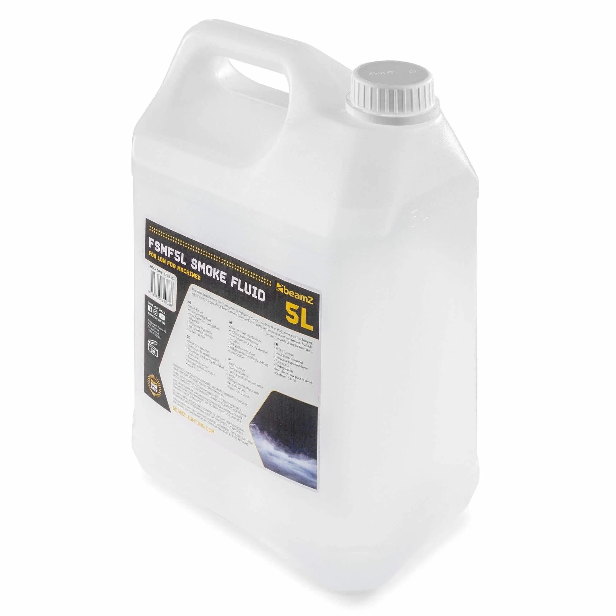 BeamZ FSMF5L-Nebelflüssigkeit zur Verwendung mit Low-Fog-Nebelmaschinen - 5 Liter