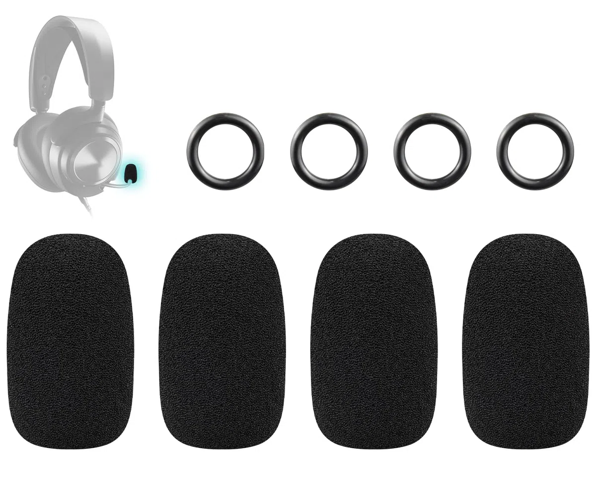 SOULWIT 4 Stück Schutz Mikrofon Schaum Abdecken Pop Filter für Steelseries Arctis 1/3/5/7/7+/7P/7P+/7X/7X+/9/9X/Pro/Prime, Nova Series Kopfhörer, Mikrofon Abdeckung mit hochdichter Schaumstoff