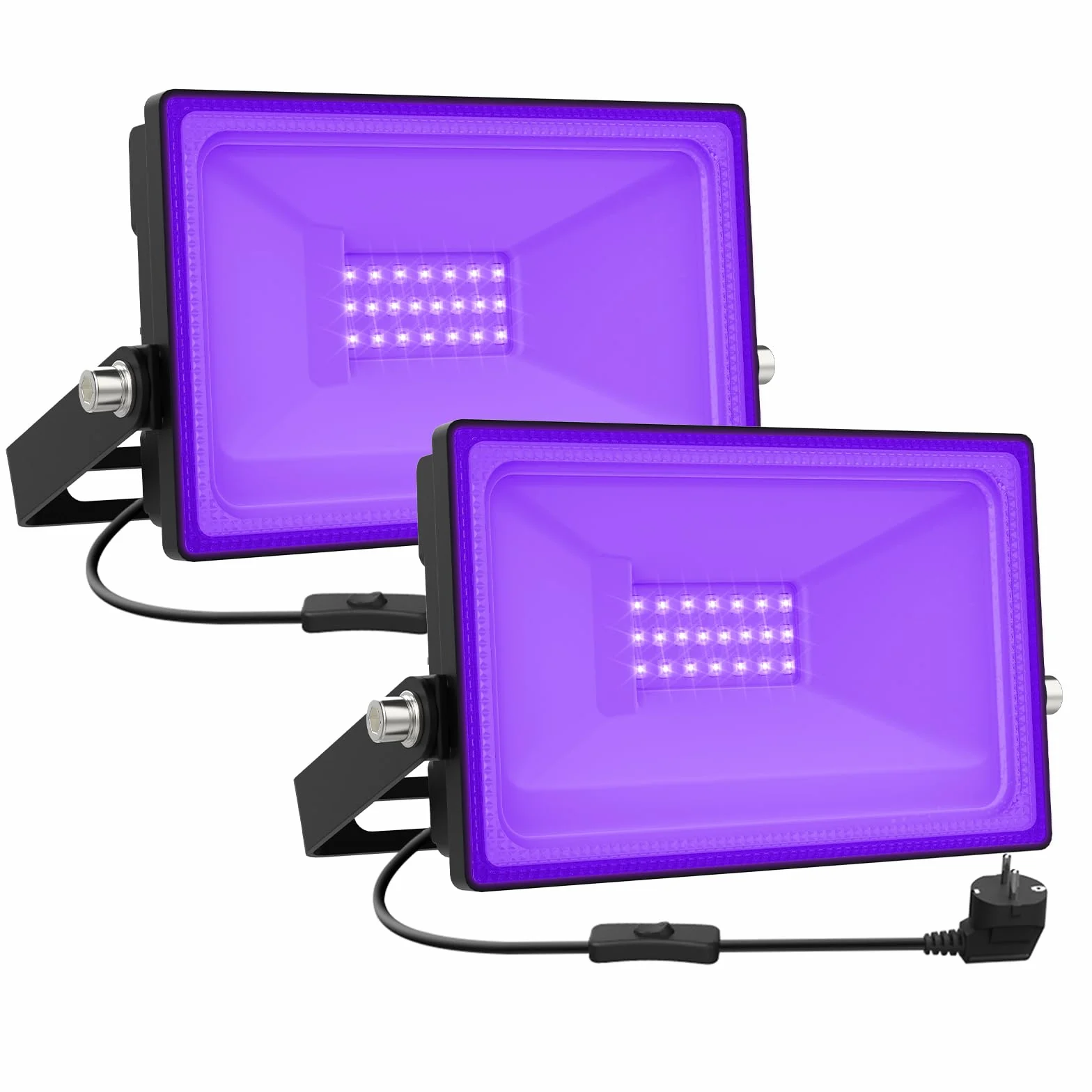 Onforu 2 er 20W LED Schwarzlicht Strahler, IP66 Wasserdicht Schwarzlichtlampe, UV Fluter mit Stecker, Fluoreszenz UV Scheinwerfer Bühnenbeleuchtung, UV Licht für Party Disco, Neonfarben, Aquarium