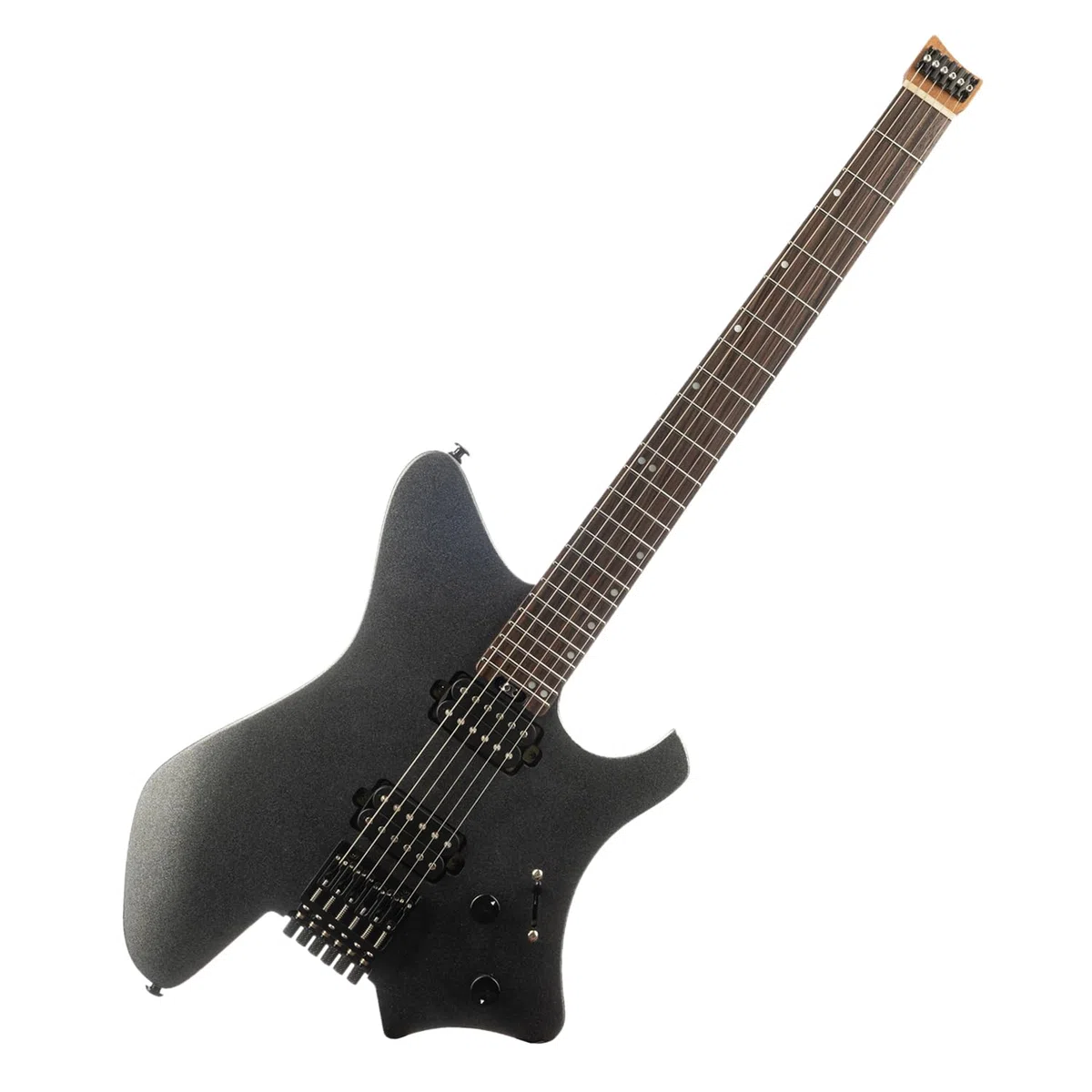 EART GW2-SE Kopflose E-Gitarre mit Eart Standard Artones-H2SE Pickups Set, Indien Palisander Griffbrett, Knochenmutter(Schwarz)