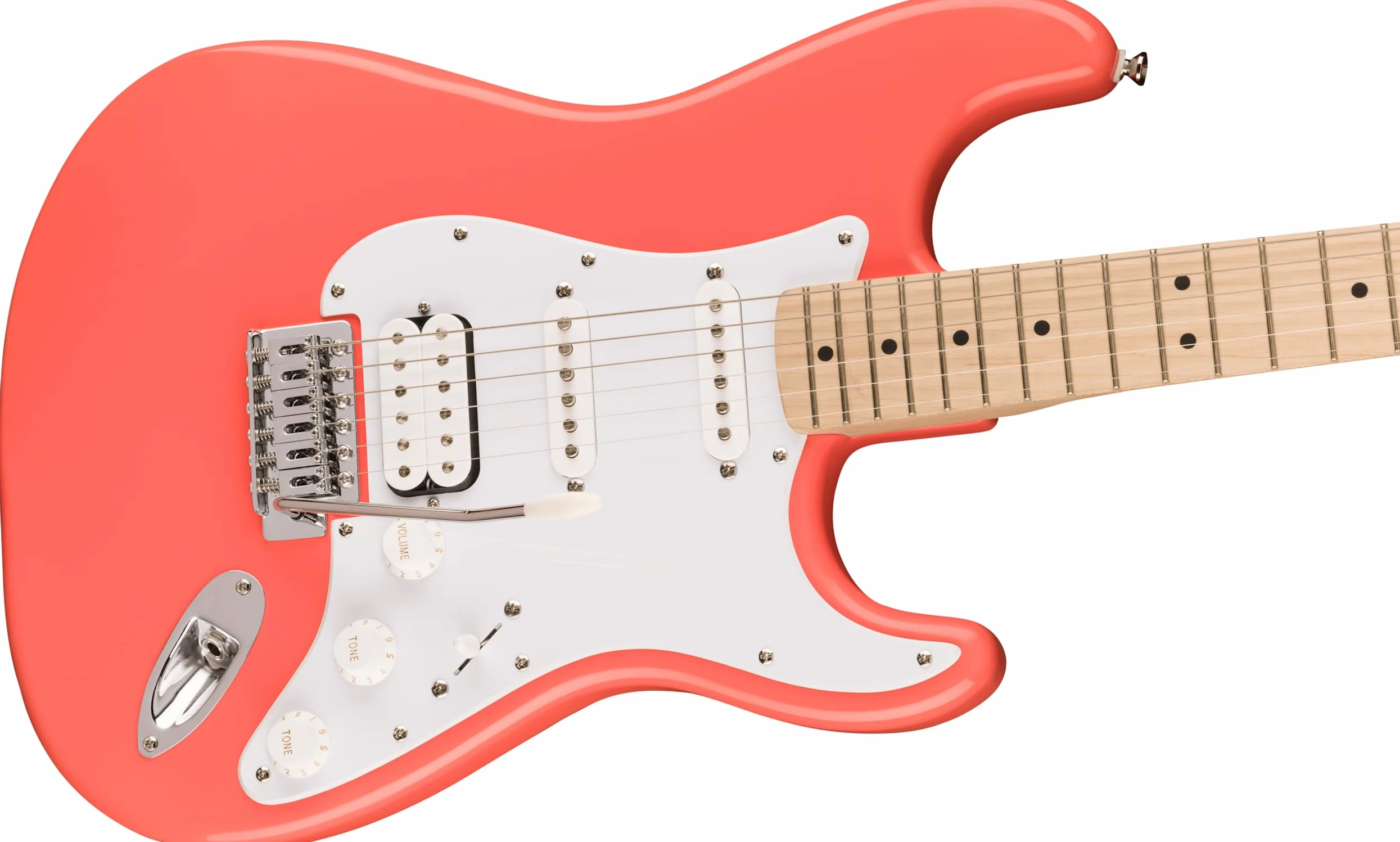 Squier Stratocaster HSS MN Tahitian Coral - E-Gitarre