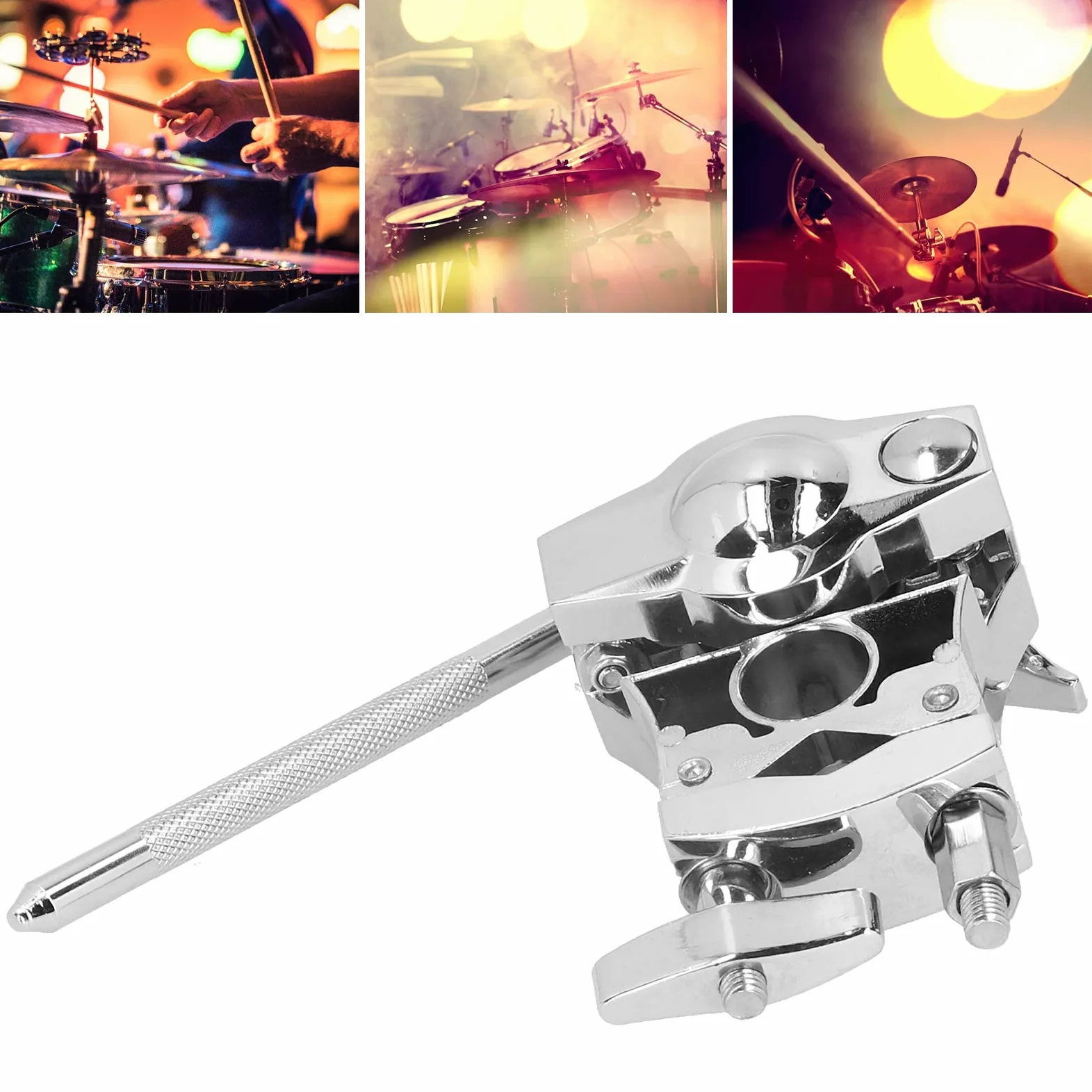 L Rod Cowbells Beckenklemme, Trommel-Rack-Halterung aus Zinklegierung, verstellbare Percussion-Drum-Set Cowbell-Halterung für Jam Blocks, Tamburine