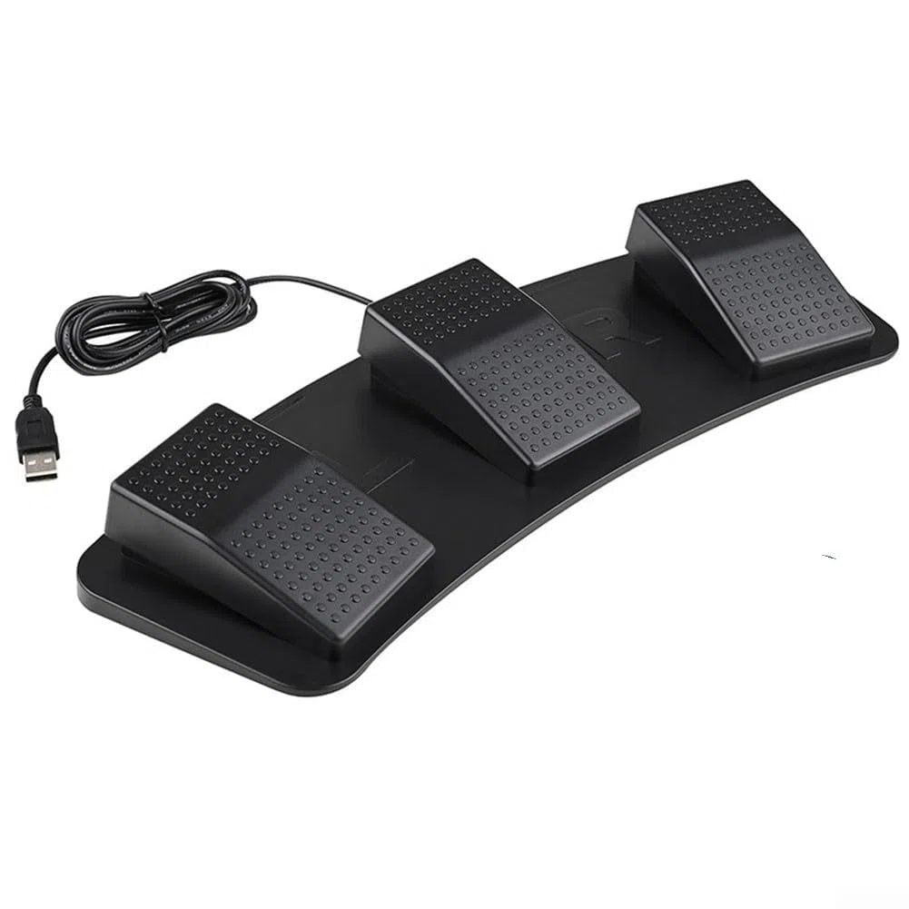 ComfyHarbor USB Dreifach-Fußschalter Pedal, programmierbarer 3-Pedal-Controller für PC Gaming Video Transkription Zoom Photobooth, hohe Empfindlichkeit, ergonomisches Design mit 2 m Kabel, Schwarz