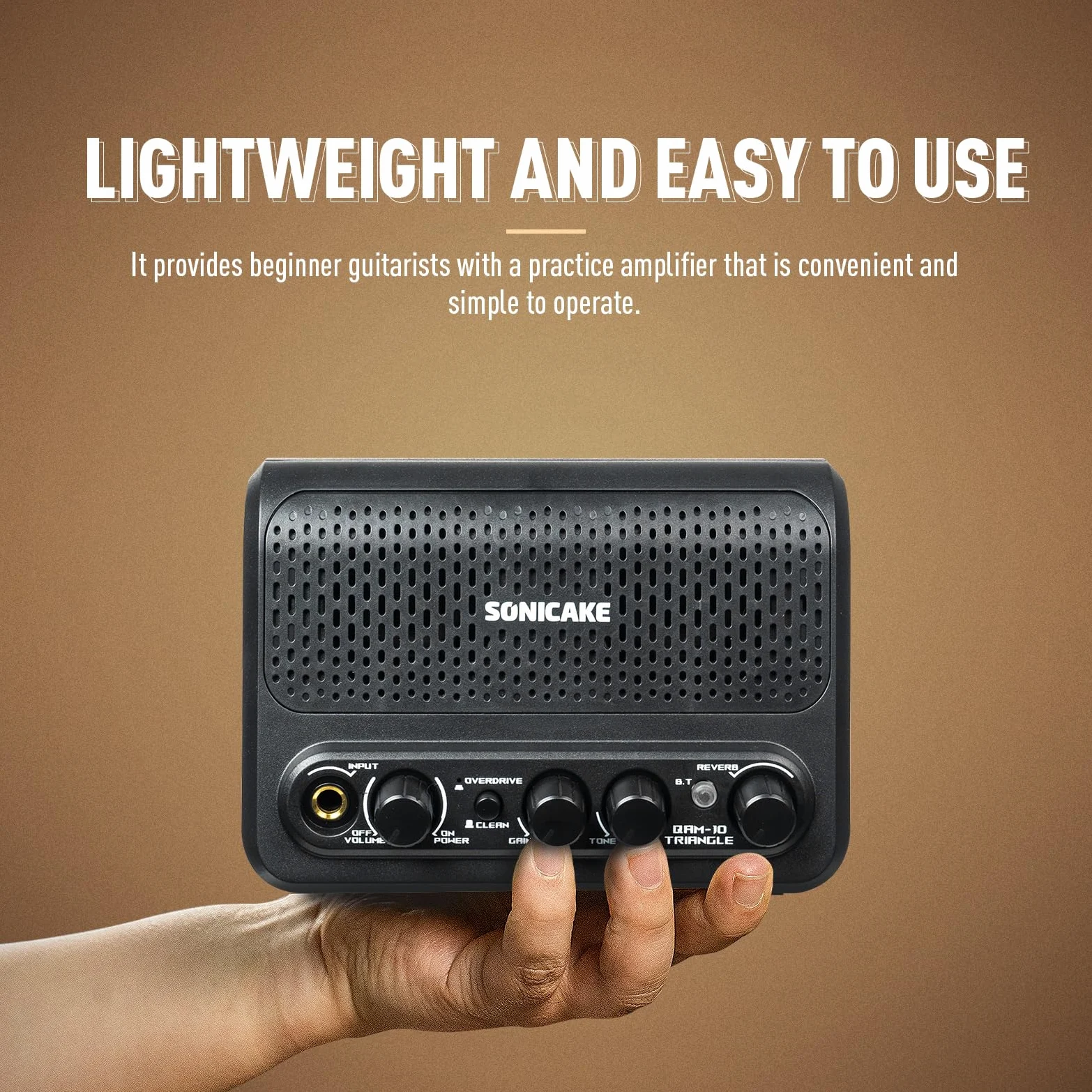 SONICAKE Gitarrenverstärker Mini Combo Amp Bluetooth mit Clean und Overdrive Kanälen Triangle