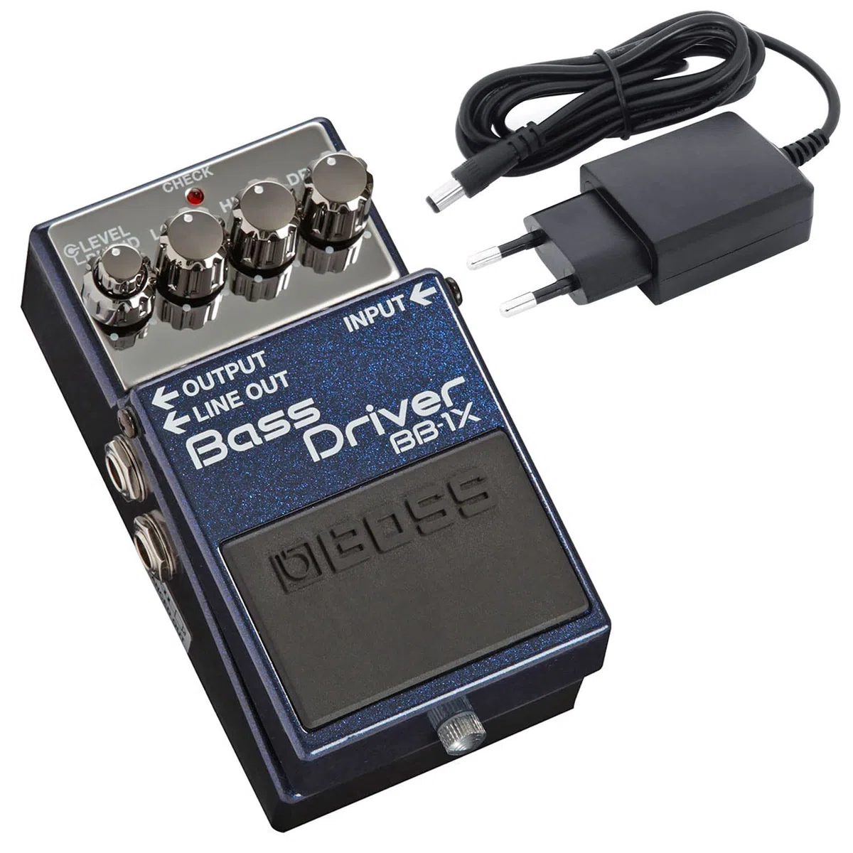 Boss BB-1X Bass Driver Overdrive Effektgerät Pedal mit DI-Box Funktion + keepdrum Netzteil