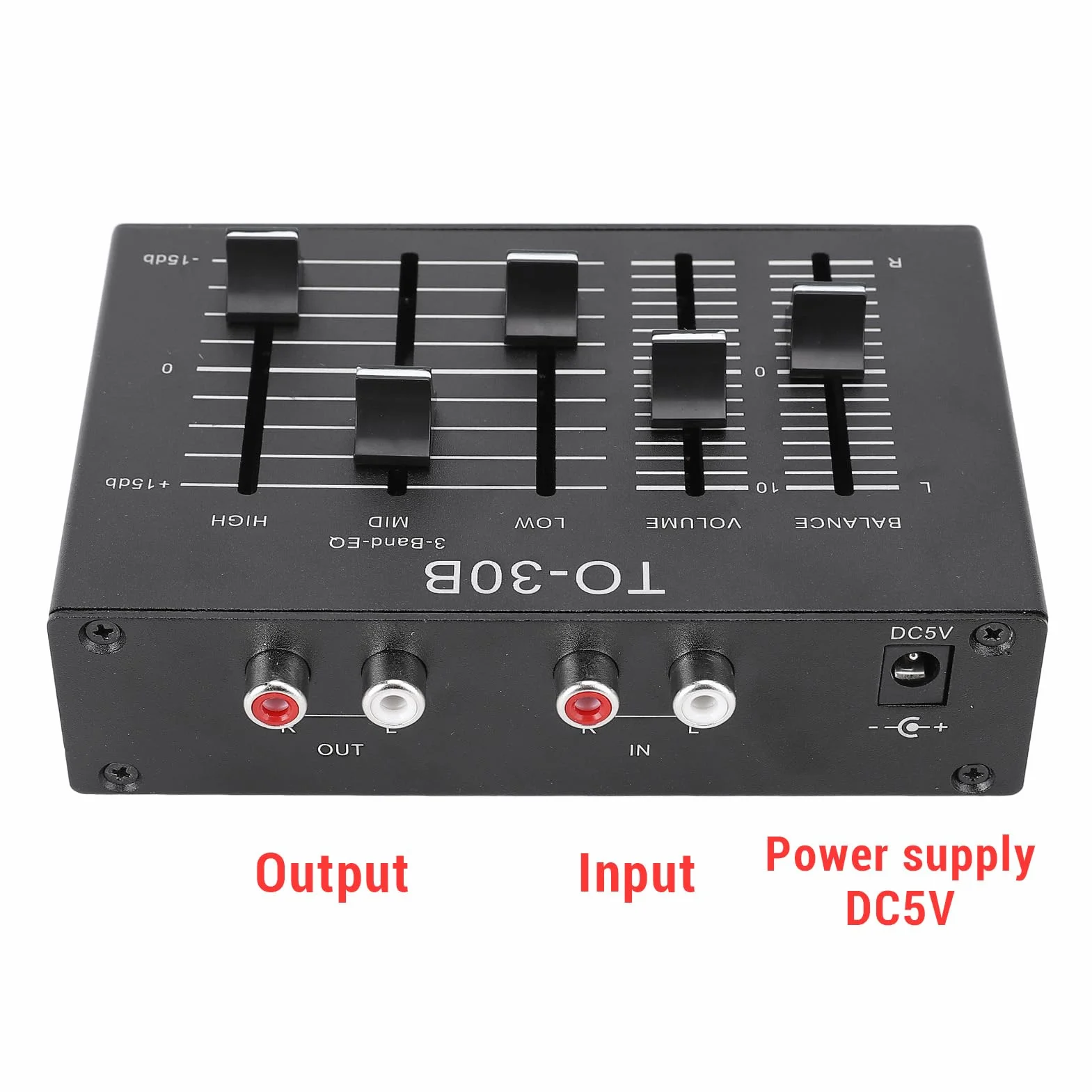 3 Band Equalizer EQ Equizer Stereo Sound Channel Vorverstärker, 3 Bandvolumensteuerung, für Elektronik, Plattenspieler, Soundkarten, Gitarren, Bässe