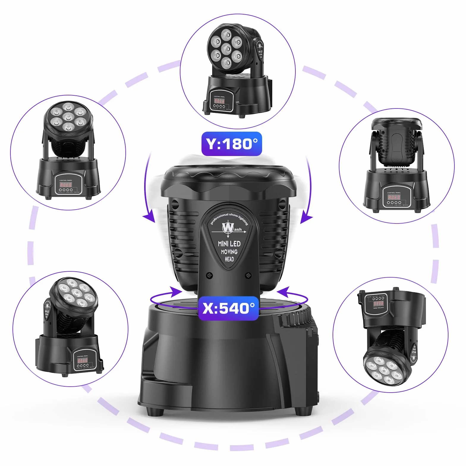 2Er Pack 7X15W Moving Head Wash LED dmx512 RGBW Partylichter 5 Steuerungsmodus 4 in 1 DJ licht Disco Bühnenlicht für Live Events, Bar, Karaoke, Weihnachten, Halloween, Home Party, Hochzeit