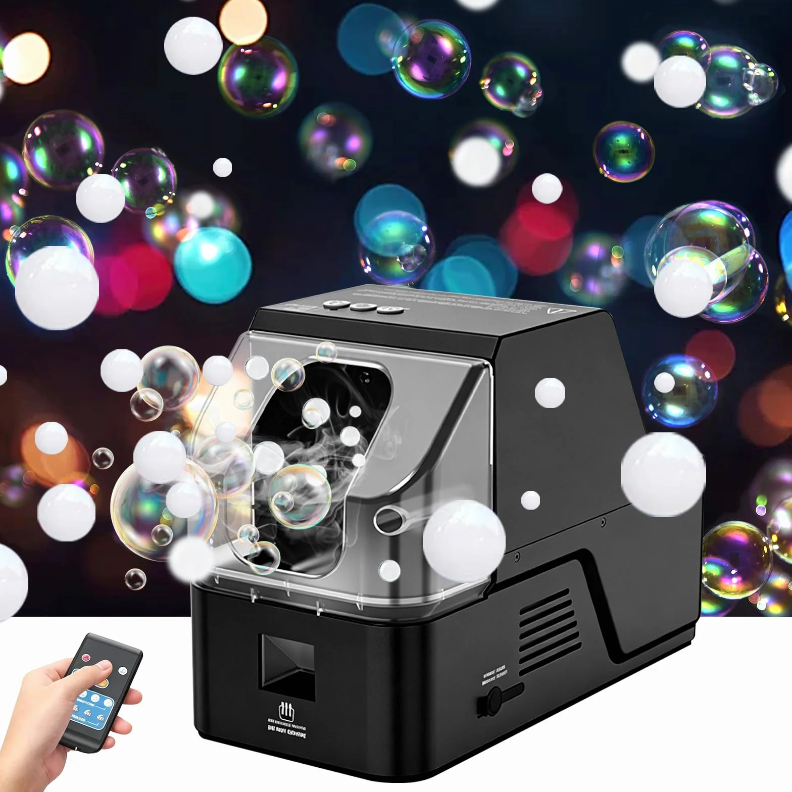 Nebelmaschine Seifenblasenmaschine 3-in-1 mit Fernbedienung, Fog Bubble Machine für Rauch, Seifenblasen & Rauchblasen, Spezialeffekt Nebelgerät für Halloween, Hochzeit, Party & Events