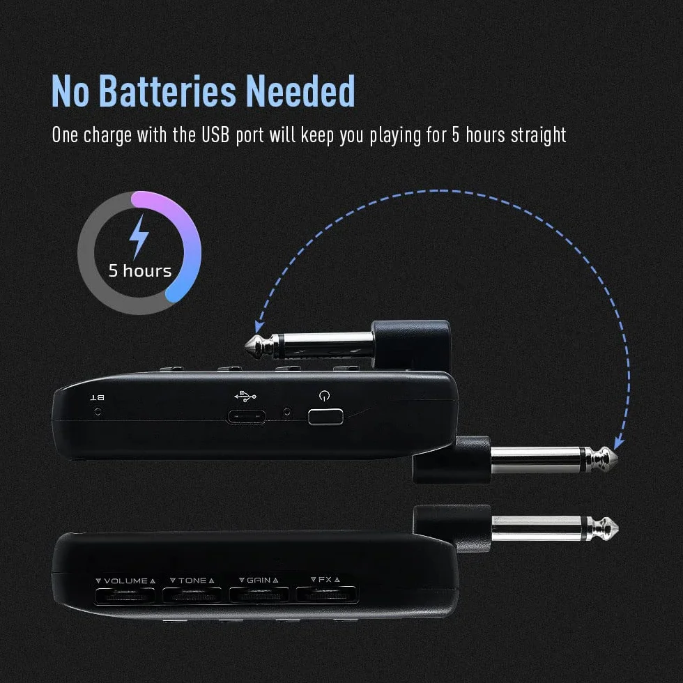 SONICAKE Mini Gitarre Kopfhörer Verstärker Bluetooth Multi-Effekte Plug-In USB aufladbar Portable Amphonix
