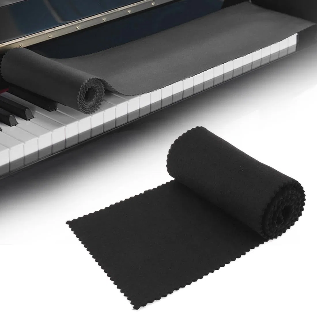 Staubschutz Für Klaviertastatur Reinigungstuch Anti-Dust Klavier Abdeckung Tuch Für 88 Tasten Klavier Elektronische Tastatur Gegen Staub (125 X 15 Cm Schwarz)