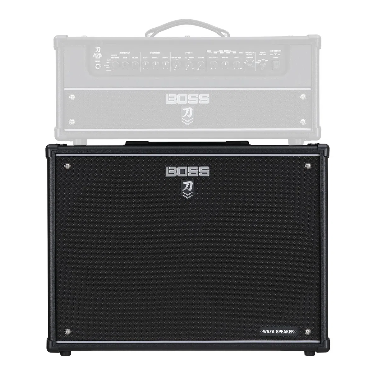 BOSS Katana Cabinet 212 WAZA, Special Edition Katana Lautsprecher-Cabinet mit 2 x 12'' Waza-Lautsprechern, Abgestimmt auf den Katana-Artist MkII Head, 4x12er-Setup durch Stapeln von Zwei Cabinets
