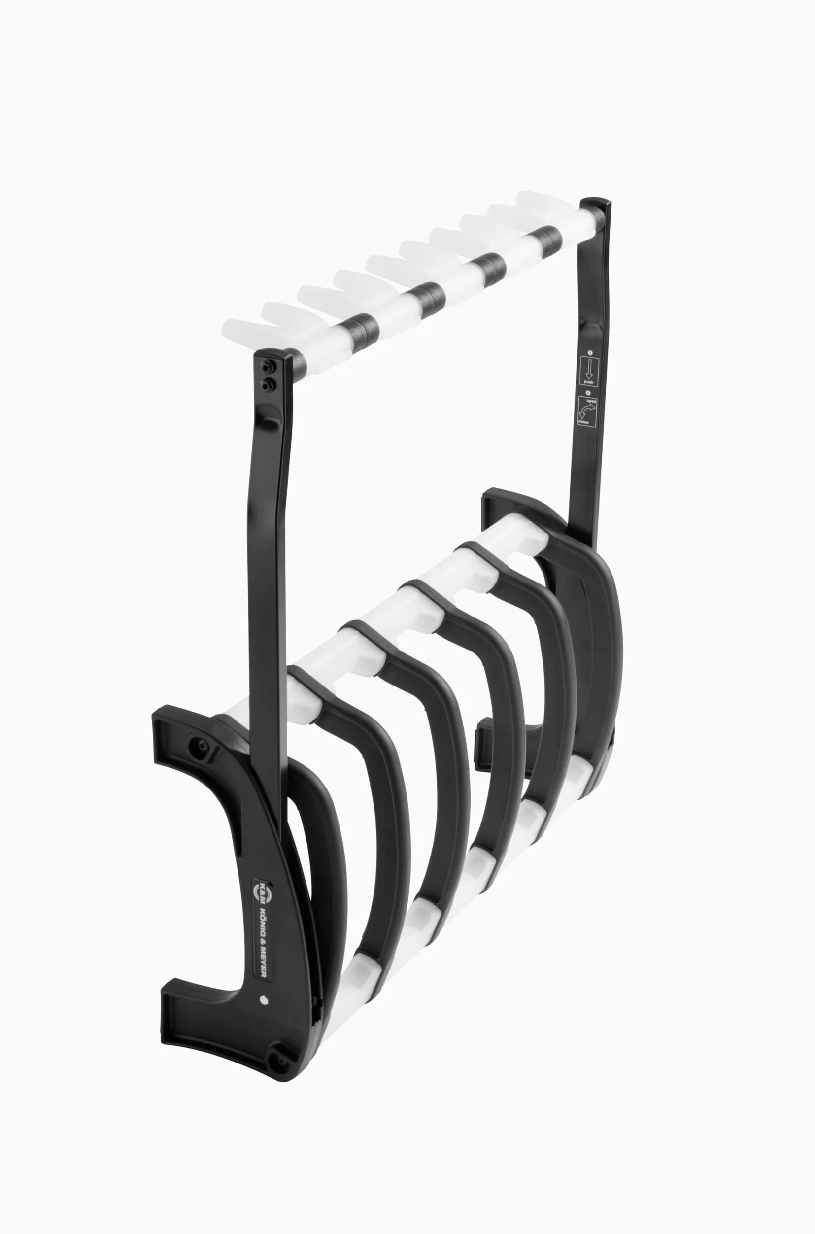 K&M 17525 5-fach E-Gitarrenständer Guardian 5 Schwarz mit transluzenten Elementen - Für Nitrolack geeignet