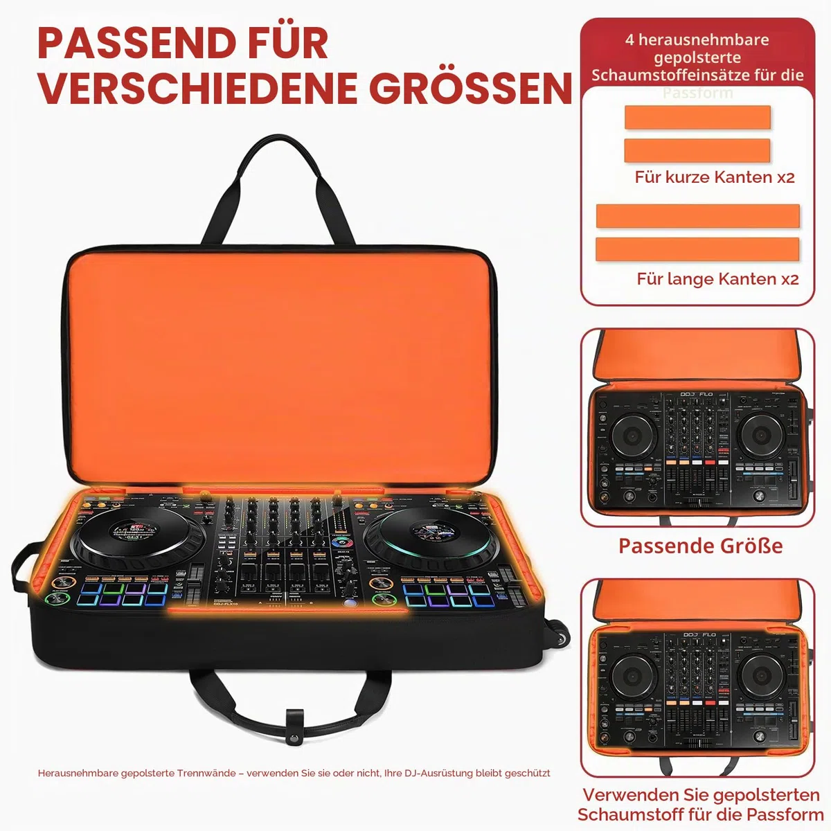 BOSSTIN DJ-Controller-Tasche mit Rädern, kompatibel mit DDJ FLX10 /1000 /FLX6 /REV7 /REV5, Rolling DJ Koffer für Ausrüstung, gepolsterter großer DJ-Rucksack mit Multi-Tasche für Laptop-Zubehör