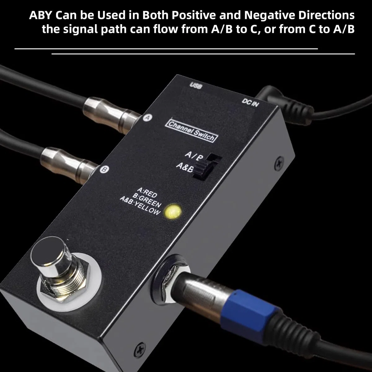 ABY Line Selector AB-Schalter Mini-Gitarreneffektpedal True Bypass Gitarren-Bass-Pedal AB-Box – ABY-Kanalschalter