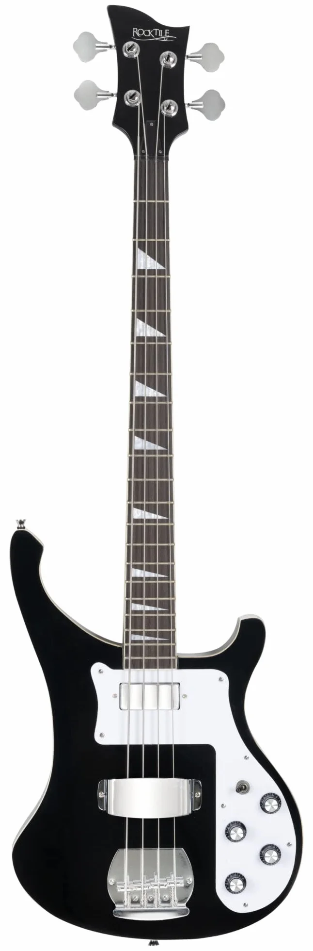 Rocktile Pro RB-400B Blackbird E-Bass Set - Longscale E-Bass 2 Pickups mit separater Volume- & Tonregelung - inkl. Gitarrengurt, Kabel & E-Bass Schule - Schwarz