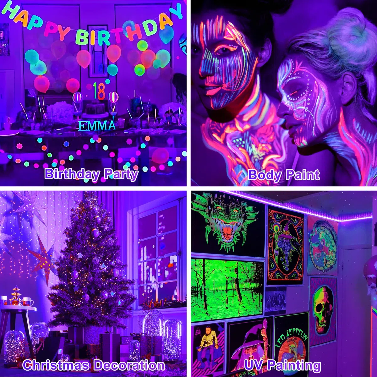 LED Baustrahler Akku UV, T-SUNUS Schwarzlicht Strahler Akku UV Wiederaufladbar LED Arbeitsstrahler IP66 Wasserdicht Black Light mit Magnet Ultraviolettes Licht für Halloween Poster Party Angeln