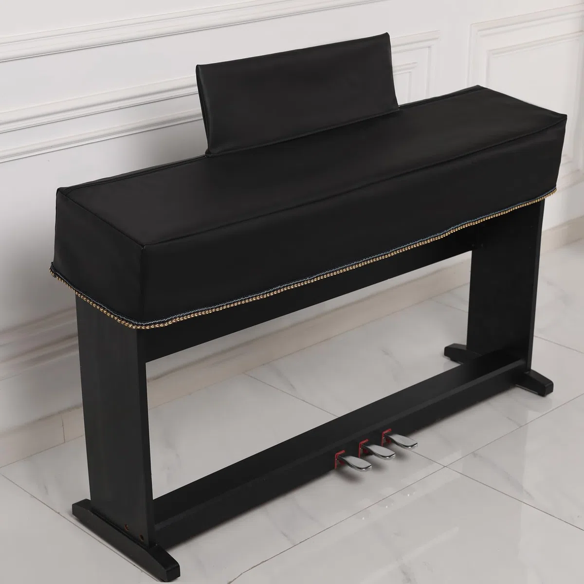 Cutfouwe Staubschutz für Klaviertastatur 88-Tasten Klavier Abdeckung E-Piano Tastaturabdeckung Tuch mit Notenständerabdeckung,133 x 30x 17 cm,Schwarz