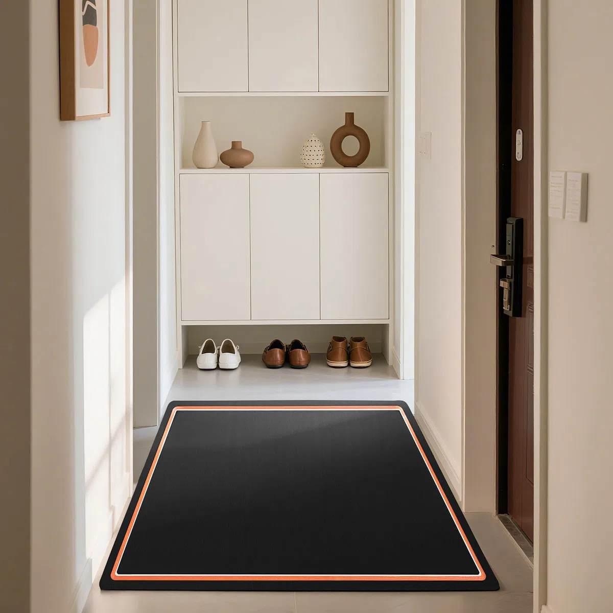 OUUTMEE Schlagzeugteppich Drum Teppich Schwarz+Orangefarbener Rand 155x122cm