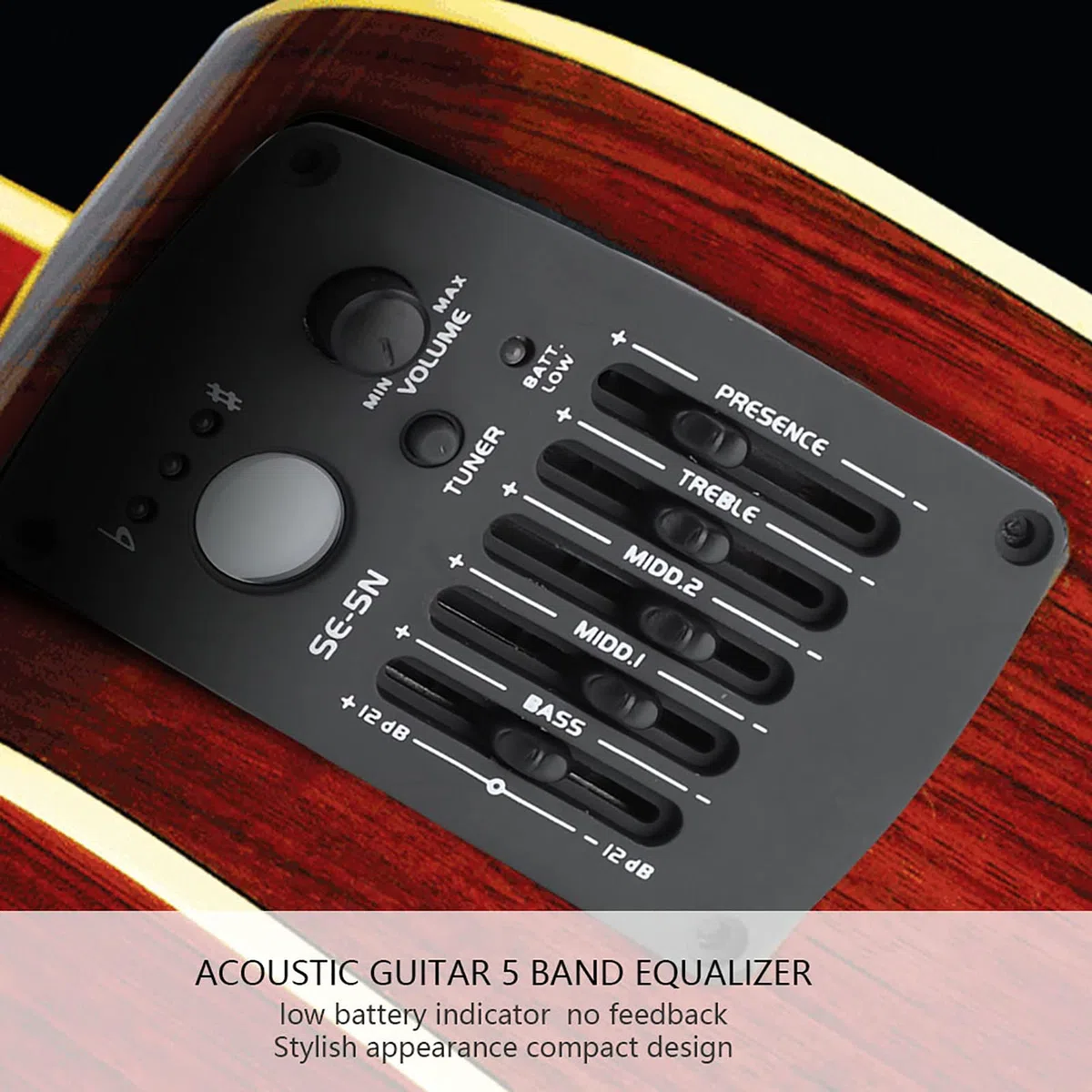 5 Band EQ Pre-Amp Equalizer Tonabnehmer Akustikgitarre Vorverstärker Tuner für Akustikgitarren Komplettset, aufsammeln