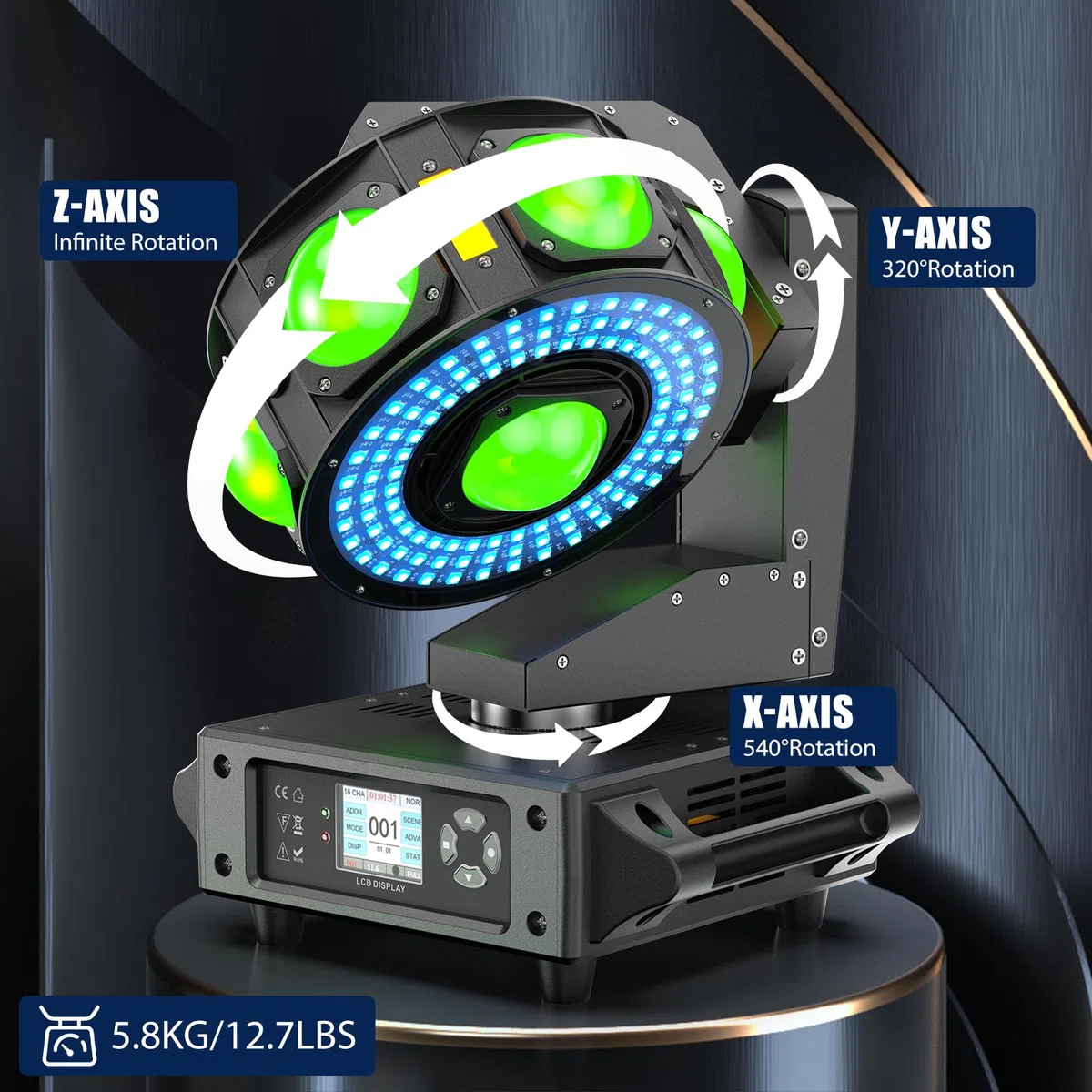 200W Moving Head LED RGBW Beam Discolicht Partylict 19CH/25CH Bühnenlicht für Partykeller Hochzeit Club Bar Scheinwerfer