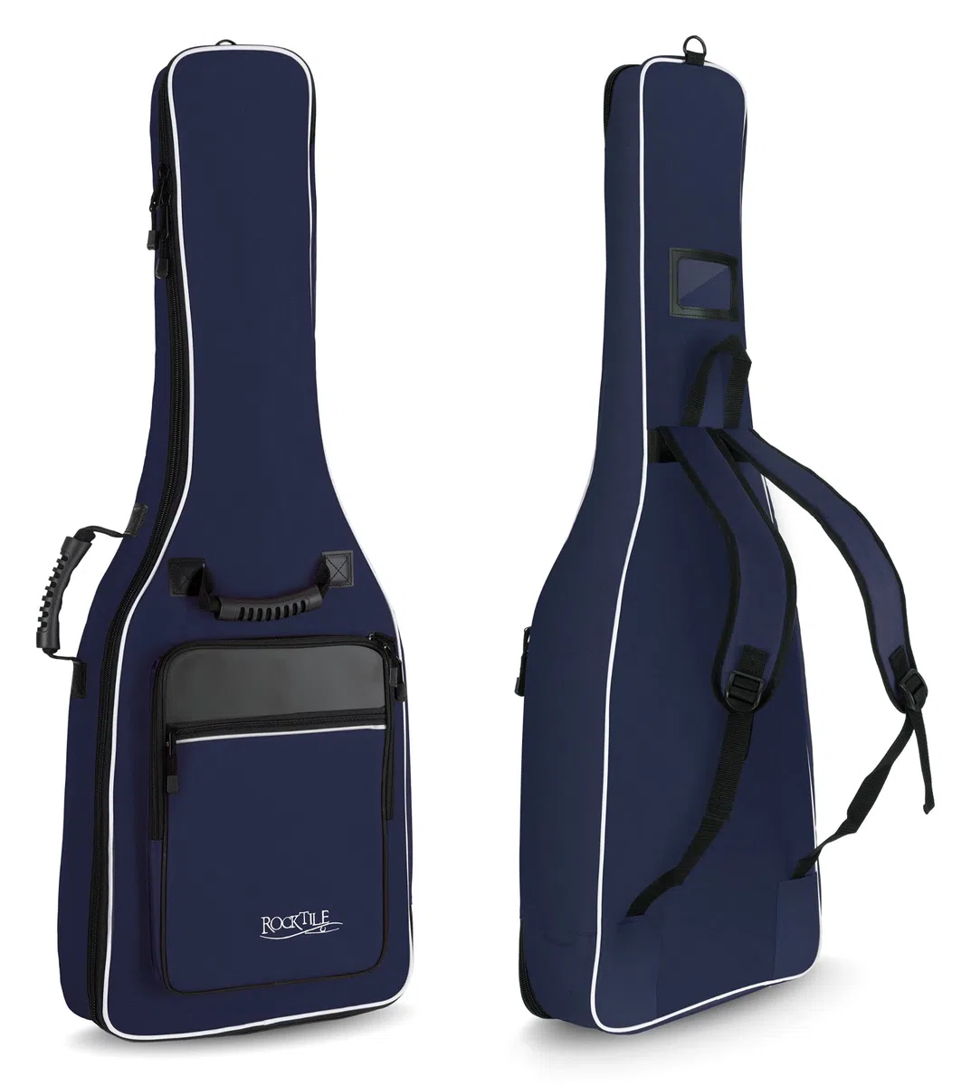 ROCKTILE 3/4 und 7/8 Klassik-Gitarrentasche (gepolsterter Gigbag, Rucksackgarnitur, 2 Außentaschen) blau
