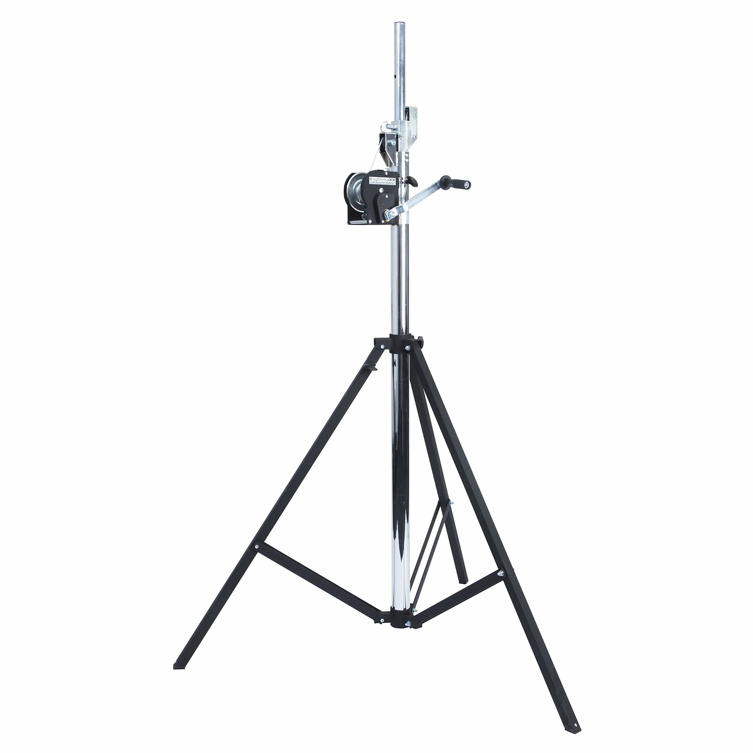 LS-4000 PRO Kurbelstativ 4m, Professionelles Wind UP-Stativ aus Stahl, 85kg Belastbarkeit, Höhenverstellbar 175-400cm, Inklusive TV-Adapter - Silber