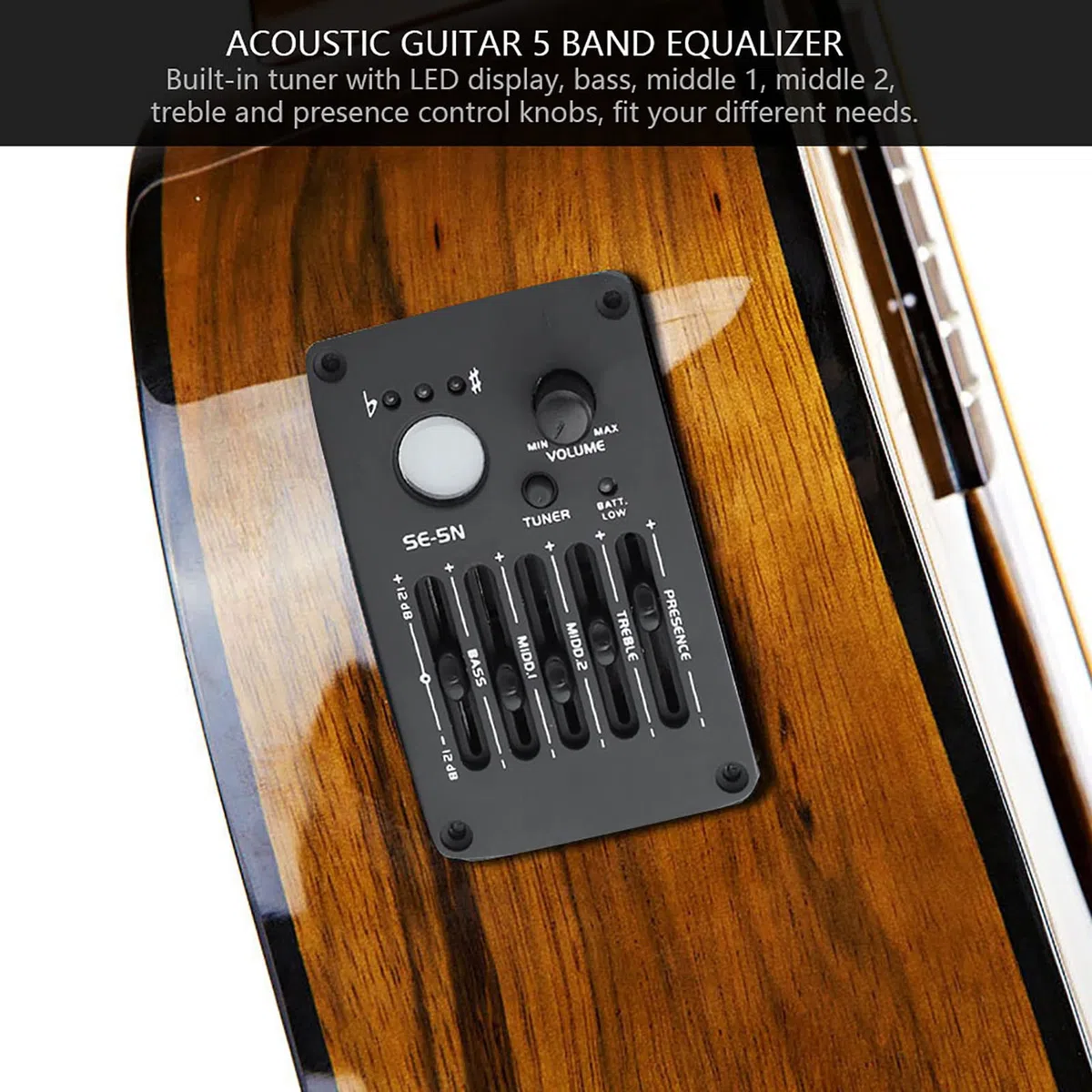 5 Band EQ Pre-Amp Equalizer Tonabnehmer Akustikgitarre Vorverstärker Tuner für Akustikgitarren Komplettset, aufsammeln