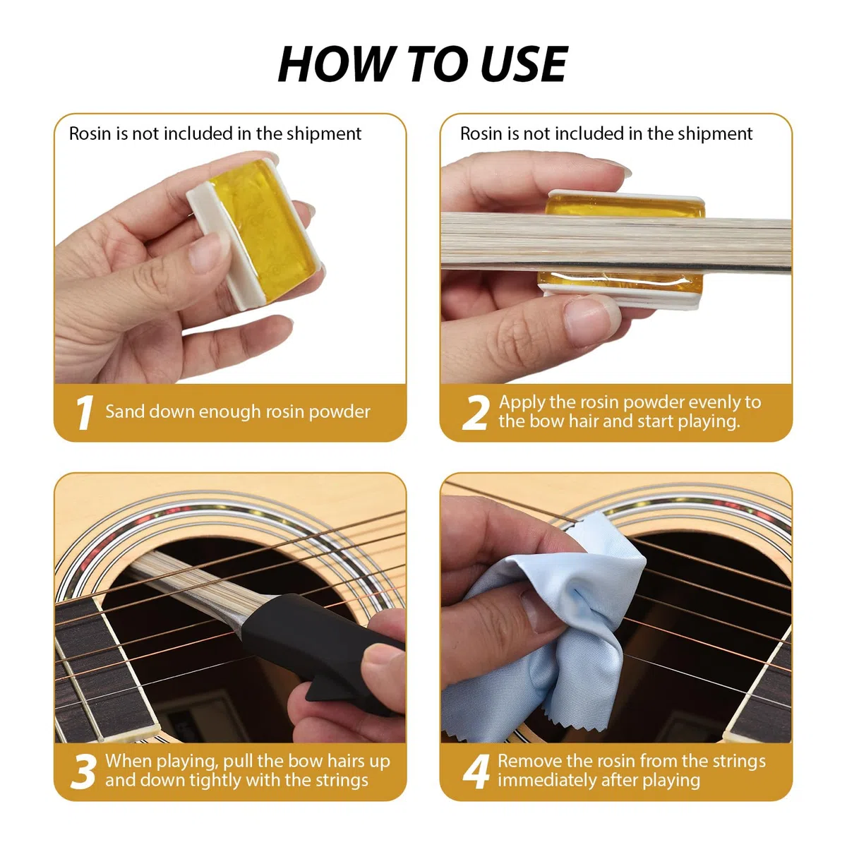 Gitarrenbogen Accessoire-Set, doppelseitiges Design mit Plectrum, Reinigungstuch und Tragetasche für akustische Gitarren
