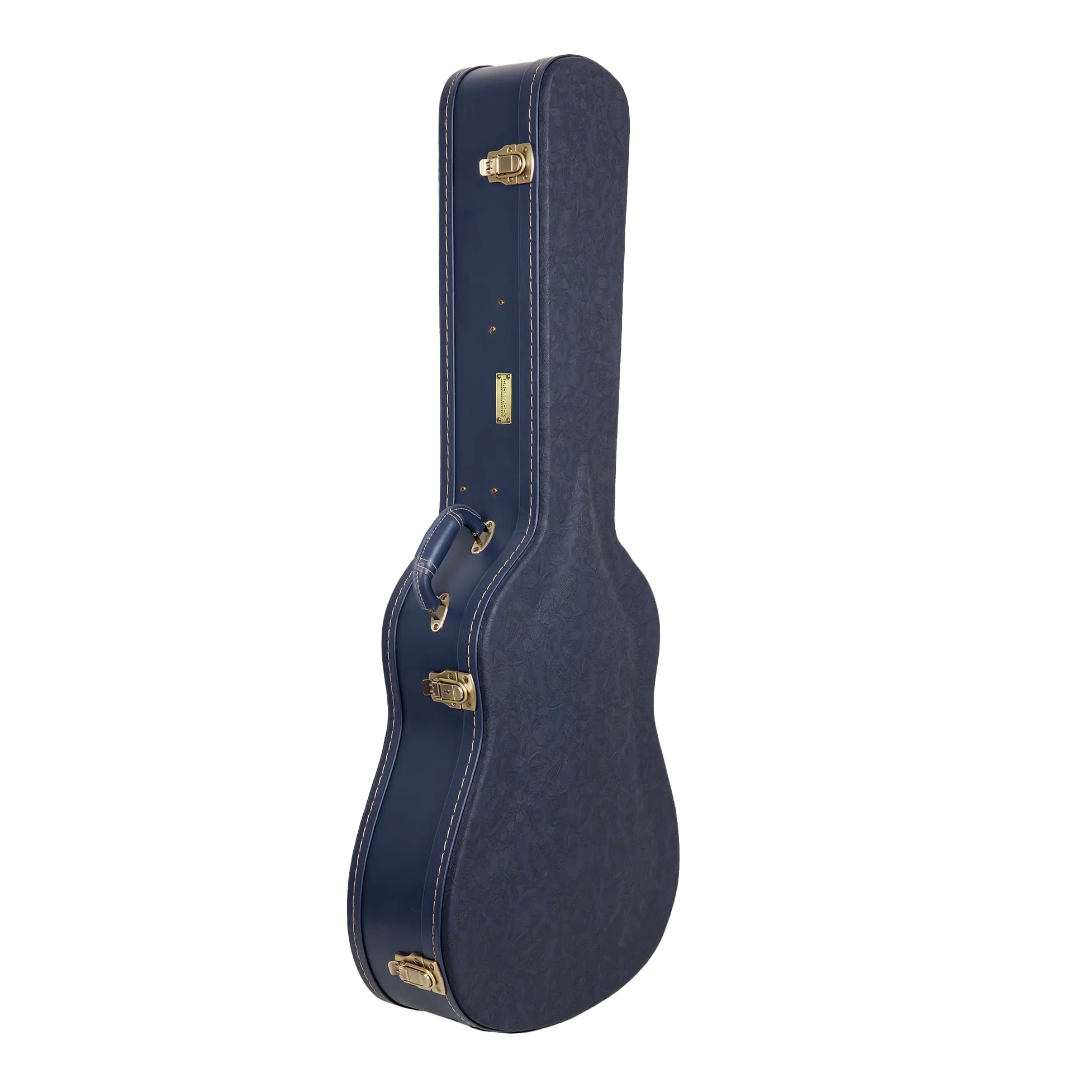 Crossrock Relief Series Dreadnought-Gitarrenkoffer für Gibson J-45 / Martin D-Style | geschnitztes Ozeanblaues Finish, tiefes scharlachrotes Samt-Innenfutter, Schloss – Premium-Hartschale aus Holz