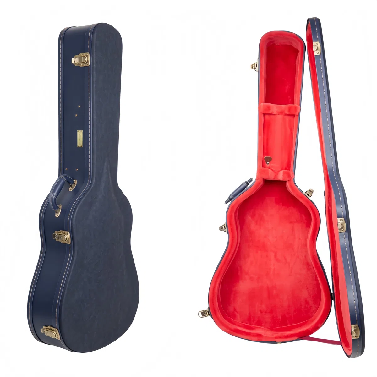 Crossrock Relief Series Dreadnought-Gitarrenkoffer für Gibson J-45 / Martin D-Style | geschnitztes Ozeanblaues Finish, tiefes scharlachrotes Samt-Innenfutter, Schloss – Premium-Hartschale aus Holz