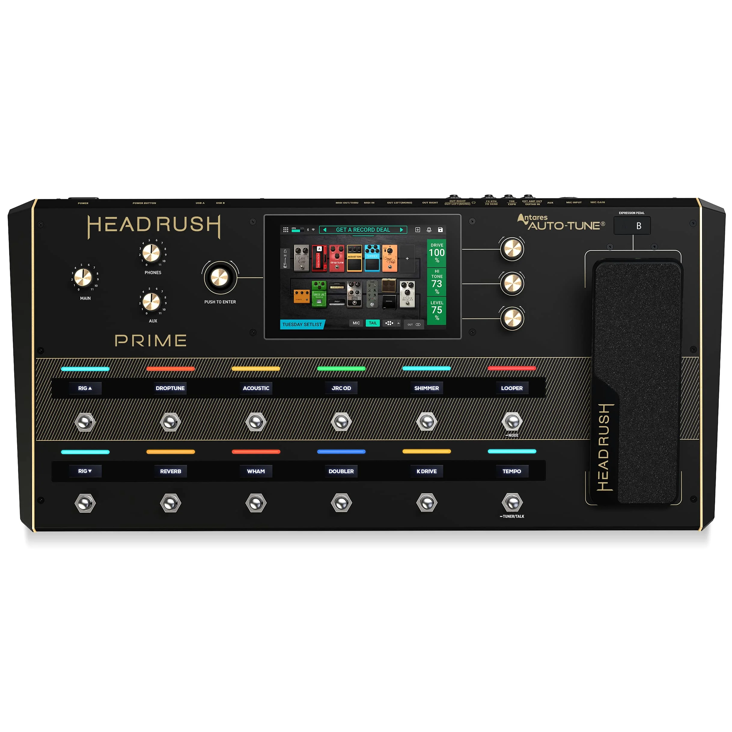 HeadRush Prime - Gitarren und Vocal Multi-Effekt-Pedal, Modelling-Prozessor mit Amp Cloner, Antares Auto-Tune, WLAN, Touchscreen, Looper und Bluetooth