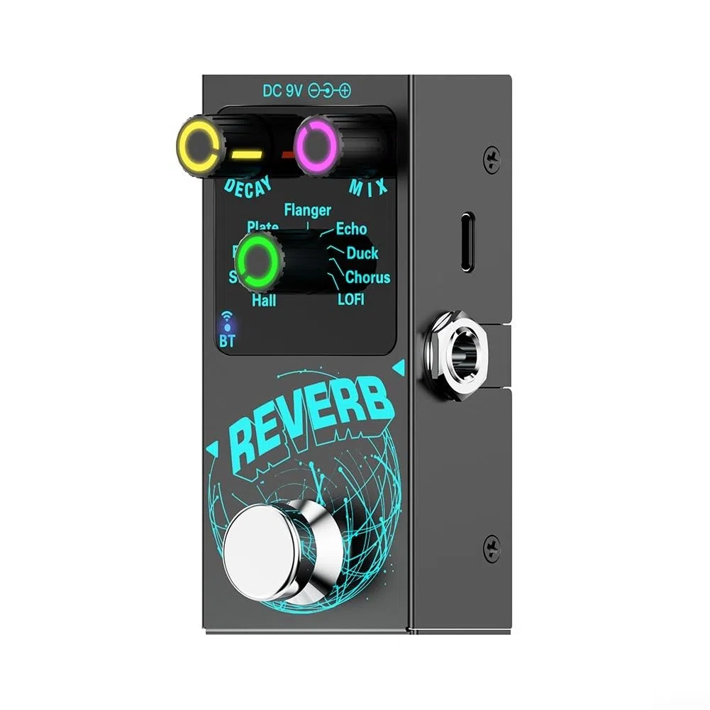 Gitarren-Reverb-Pedal mit 9 einzigartigen digitalen Reverb-Effekten mit einstellbarem Decay und Wet/Dry Mix und True Bypass-Funktion