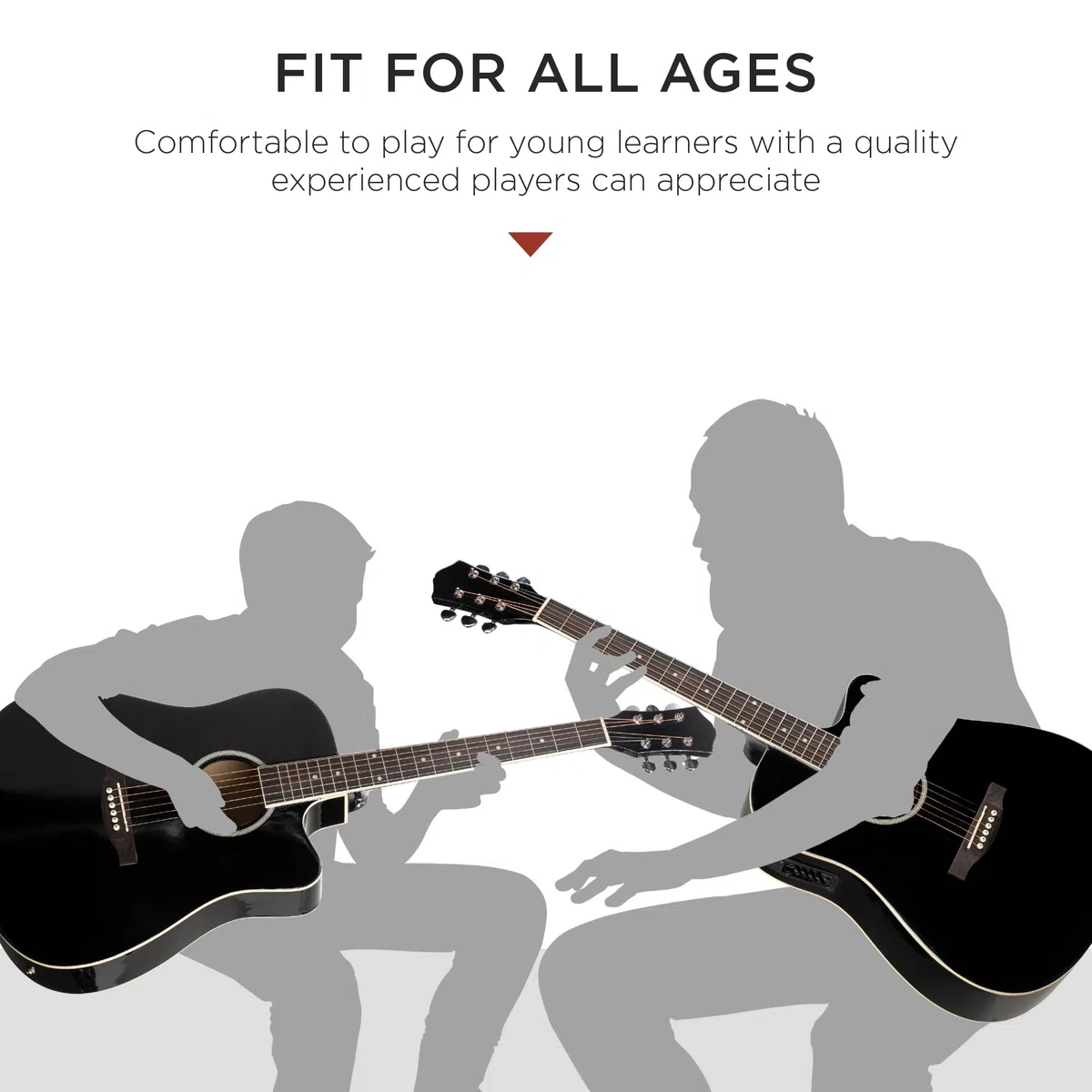 Best Choice Products Anfänger-Starter-Set für Akustikgitarre, 104,1 cm, mit Cutaway-Design, Tasche, Gurt, Plektren, Stimmgerät, Schwarz