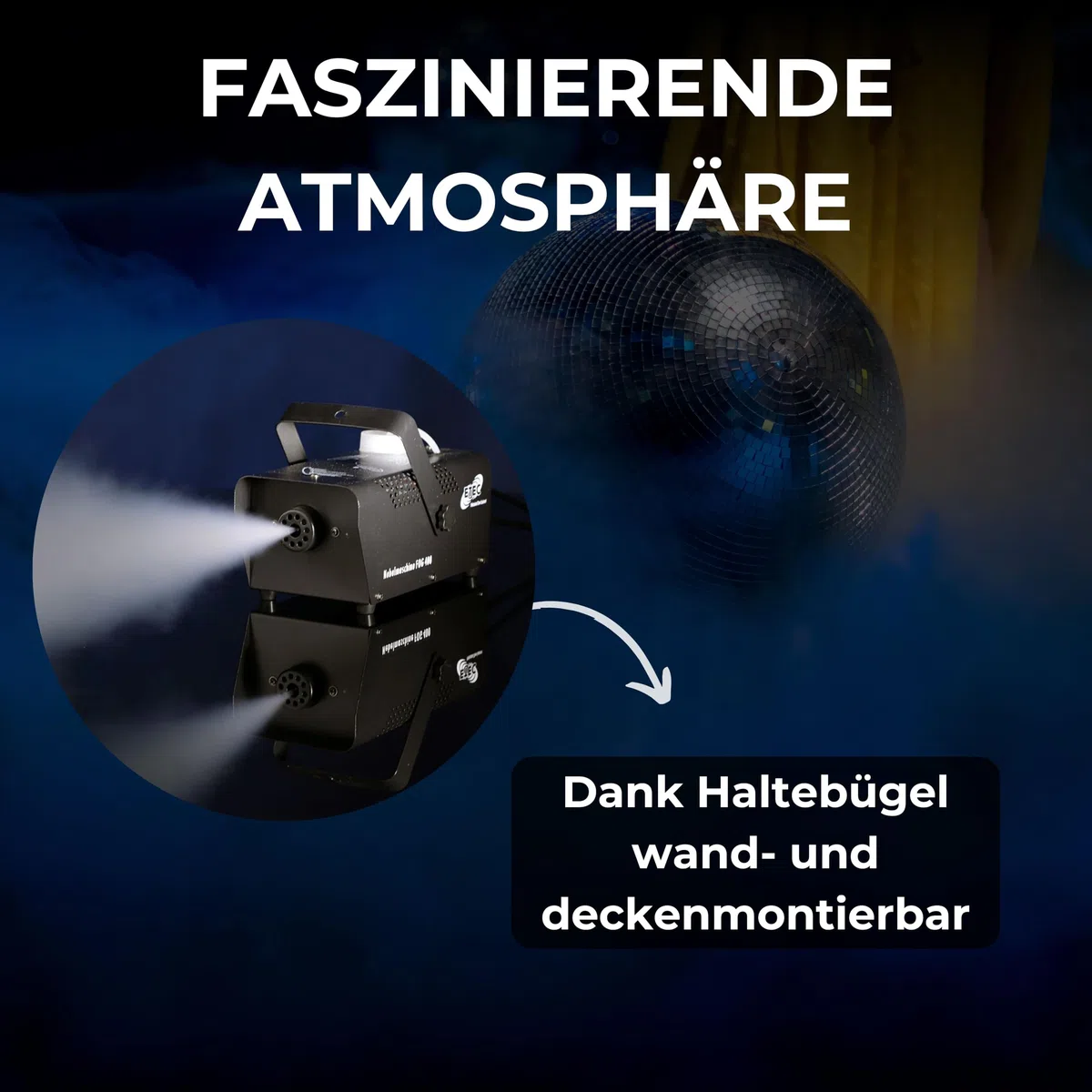 ETEC Professional FOG 400 Nebelmaschine 400 Watt - Fogger Fog Machine Kabelfernbedienung Maschine Club DJ PARTY FLM Nebler Partykeller Effekt Veranstaltung Disco Show Bühne Rauch