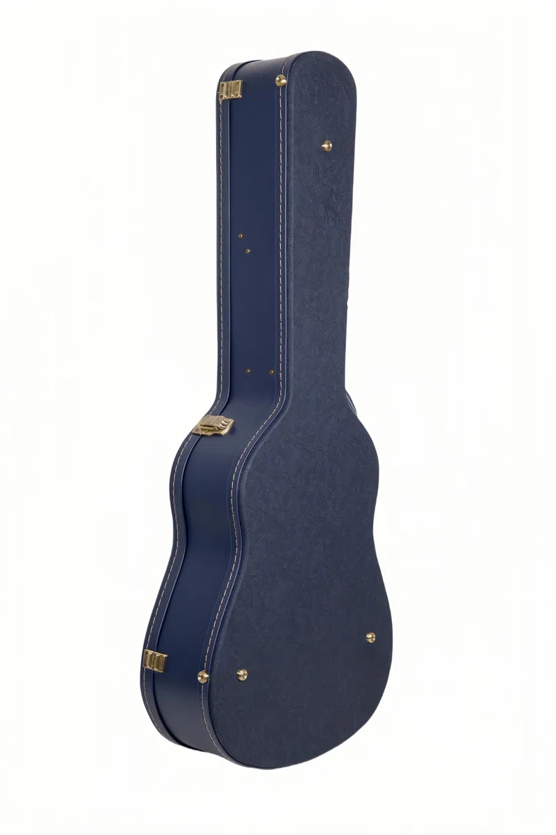 Crossrock Relief Series Dreadnought-Gitarrenkoffer für Gibson J-45 / Martin D-Style | geschnitztes Ozeanblaues Finish, tiefes scharlachrotes Samt-Innenfutter, Schloss – Premium-Hartschale aus Holz