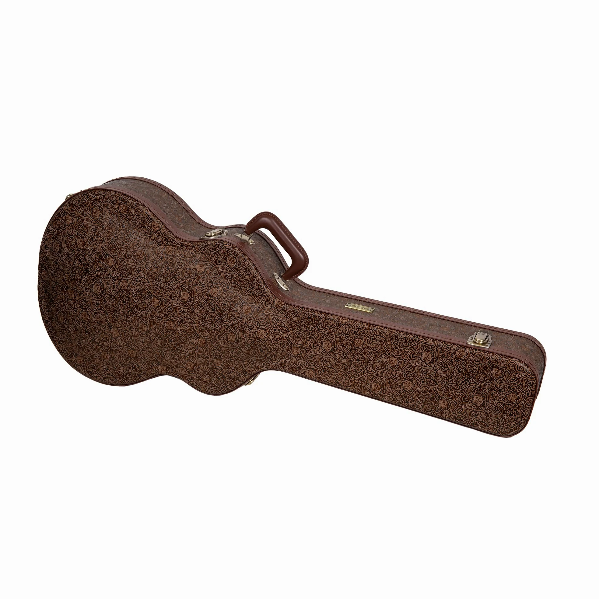 Crossrock Designer Series - Holzetui für OM/000-14 Fret Akustikgitarre - Sicherheitsschloss, Metallfüße, Stauraum- Blütenbraun(CRW530OMBQ)