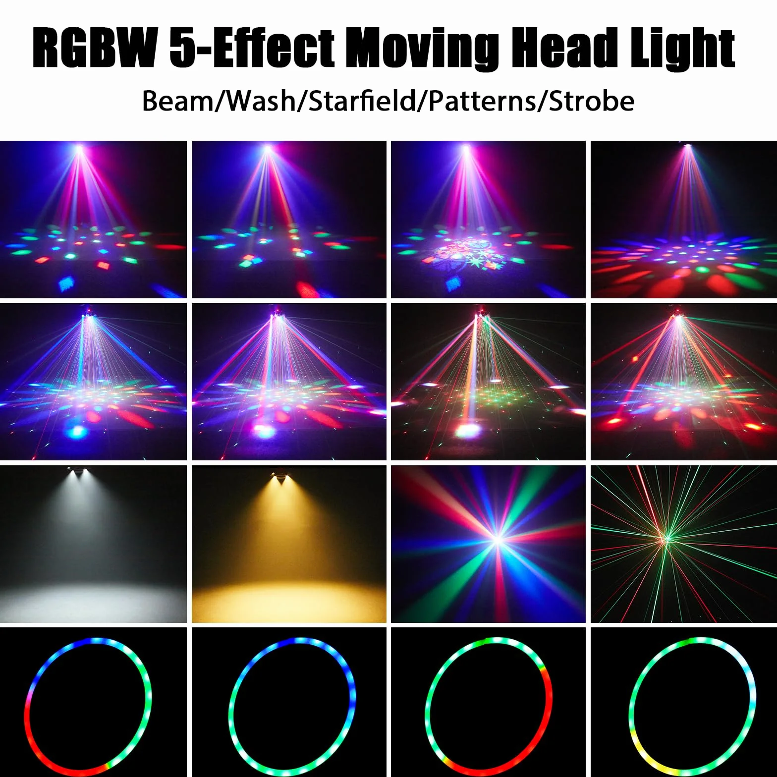 150W Beam Moving Head Bühnenlicht, RGBW LED Disco Magic Ball Effekt mit Fernbedienung Partylicht Scheinwerfer DMX512 Strobe für Halloween KTV DJ Hochzeit