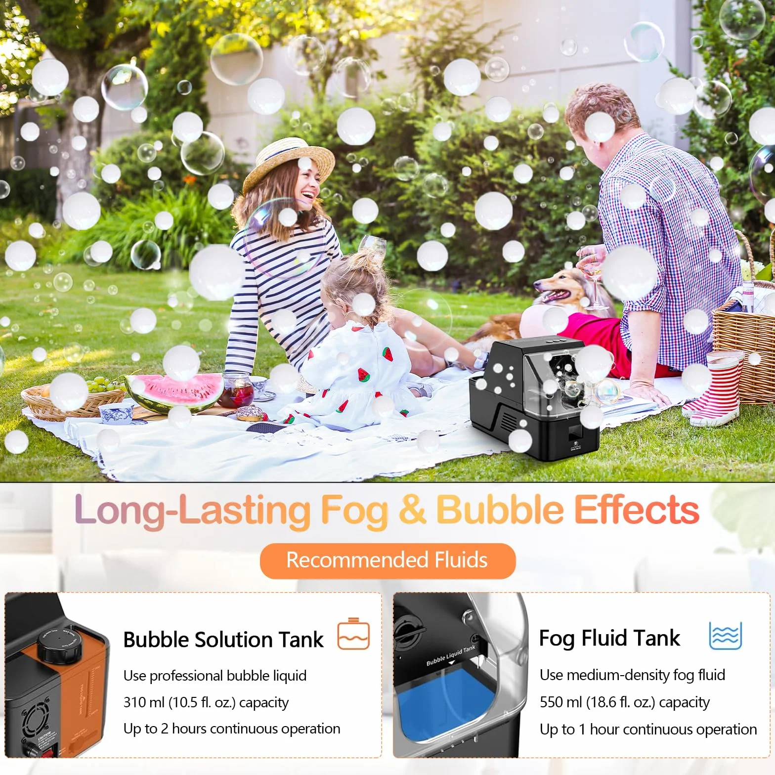 Nebelmaschine Seifenblasenmaschine 3-in-1 mit Fernbedienung, Fog Bubble Machine für Rauch, Seifenblasen & Rauchblasen, Spezialeffekt Nebelgerät für Halloween, Hochzeit, Party & Events