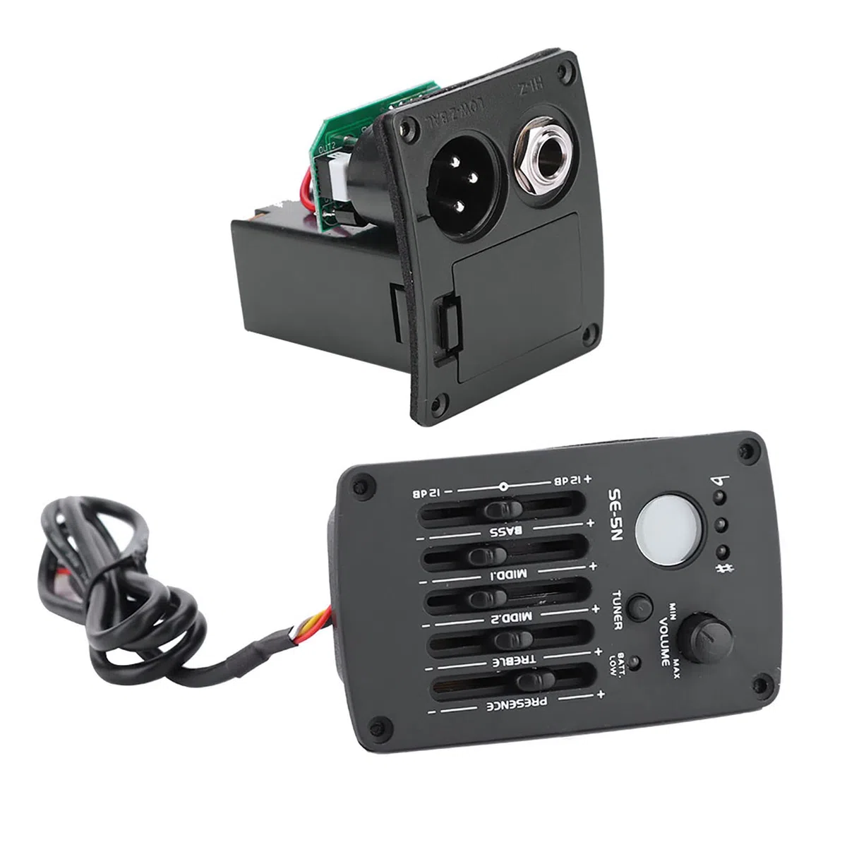 5 Band EQ Pre-Amp Equalizer Tonabnehmer Akustikgitarre Vorverstärker Tuner für Akustikgitarren Komplettset, aufsammeln
