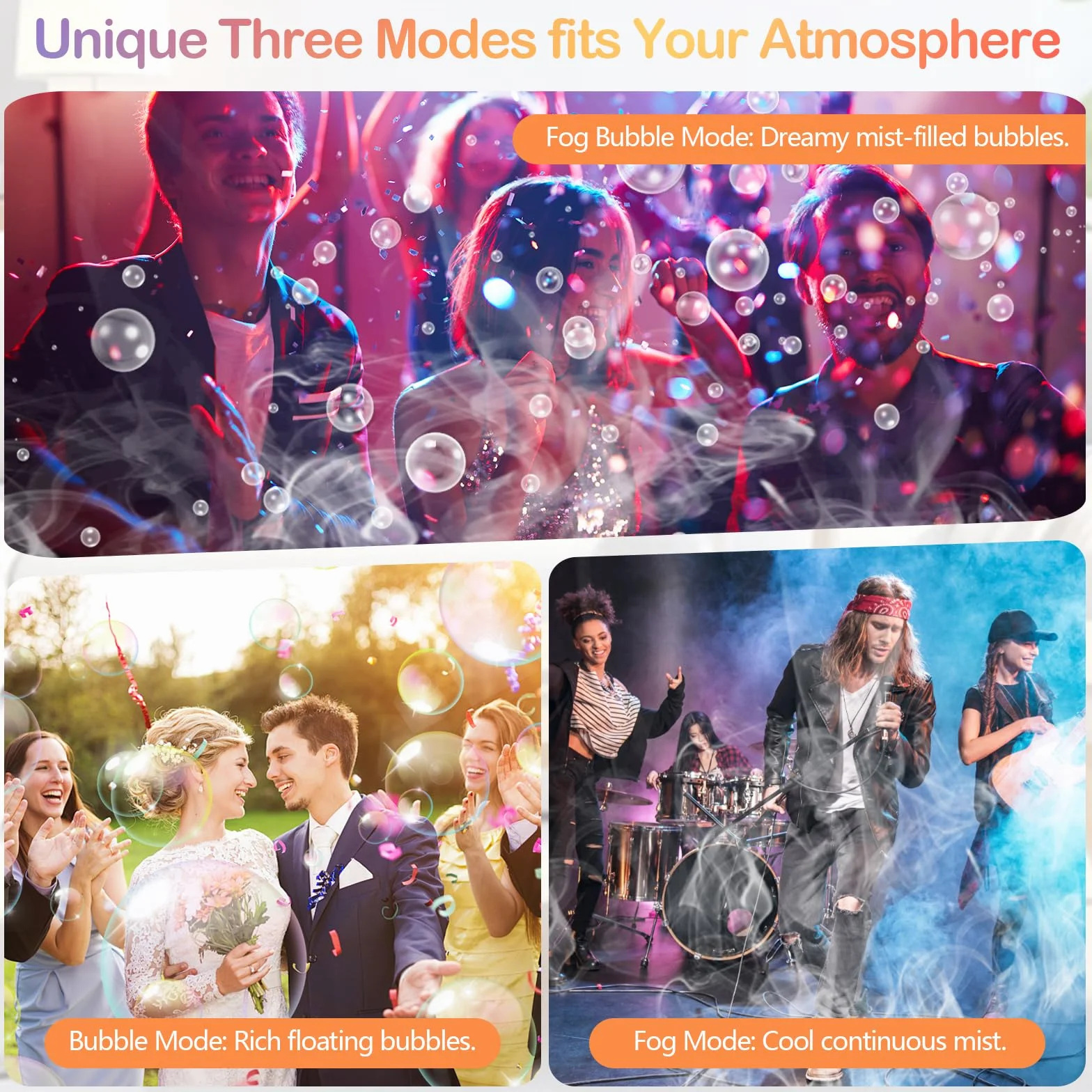 Nebelmaschine Seifenblasenmaschine 3-in-1 mit Fernbedienung, Fog Bubble Machine für Rauch, Seifenblasen & Rauchblasen, Spezialeffekt Nebelgerät für Halloween, Hochzeit, Party & Events